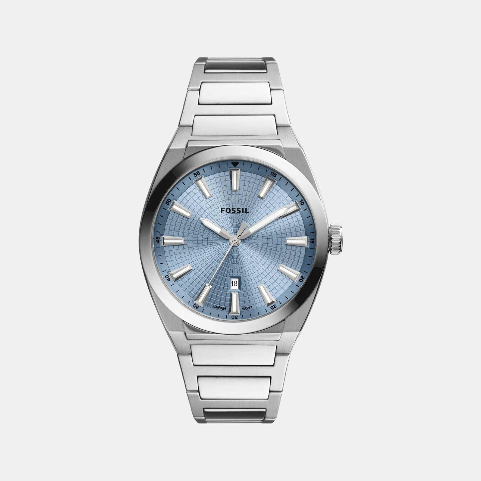 Fossil Everett Men Quartz Blue Dial Analog Stainless Steel Watch FS5986