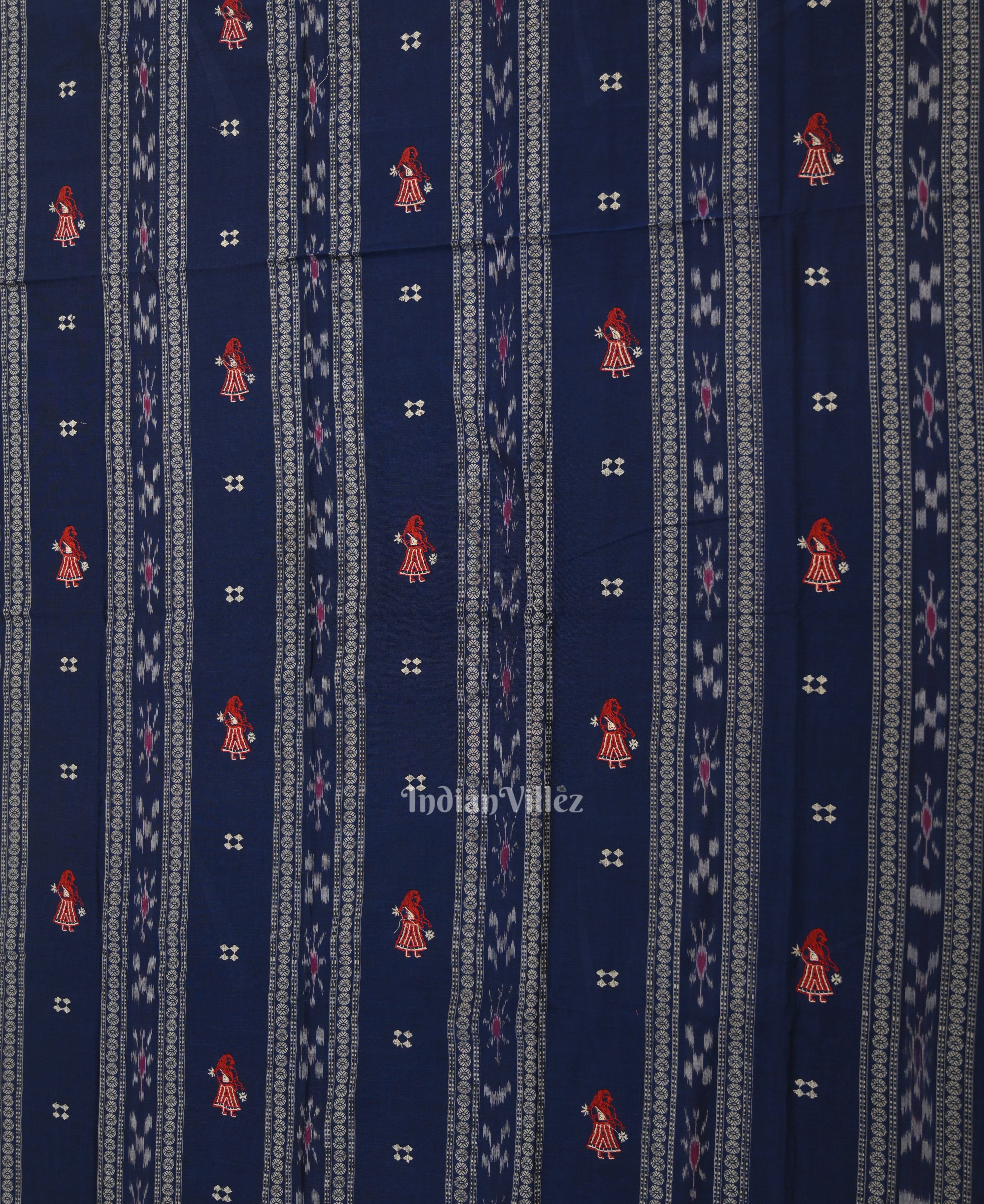 IndianVillèz Blue with Red Doll Odisha Ikat Sambalpuri Dress Material & Dupatta - view 2