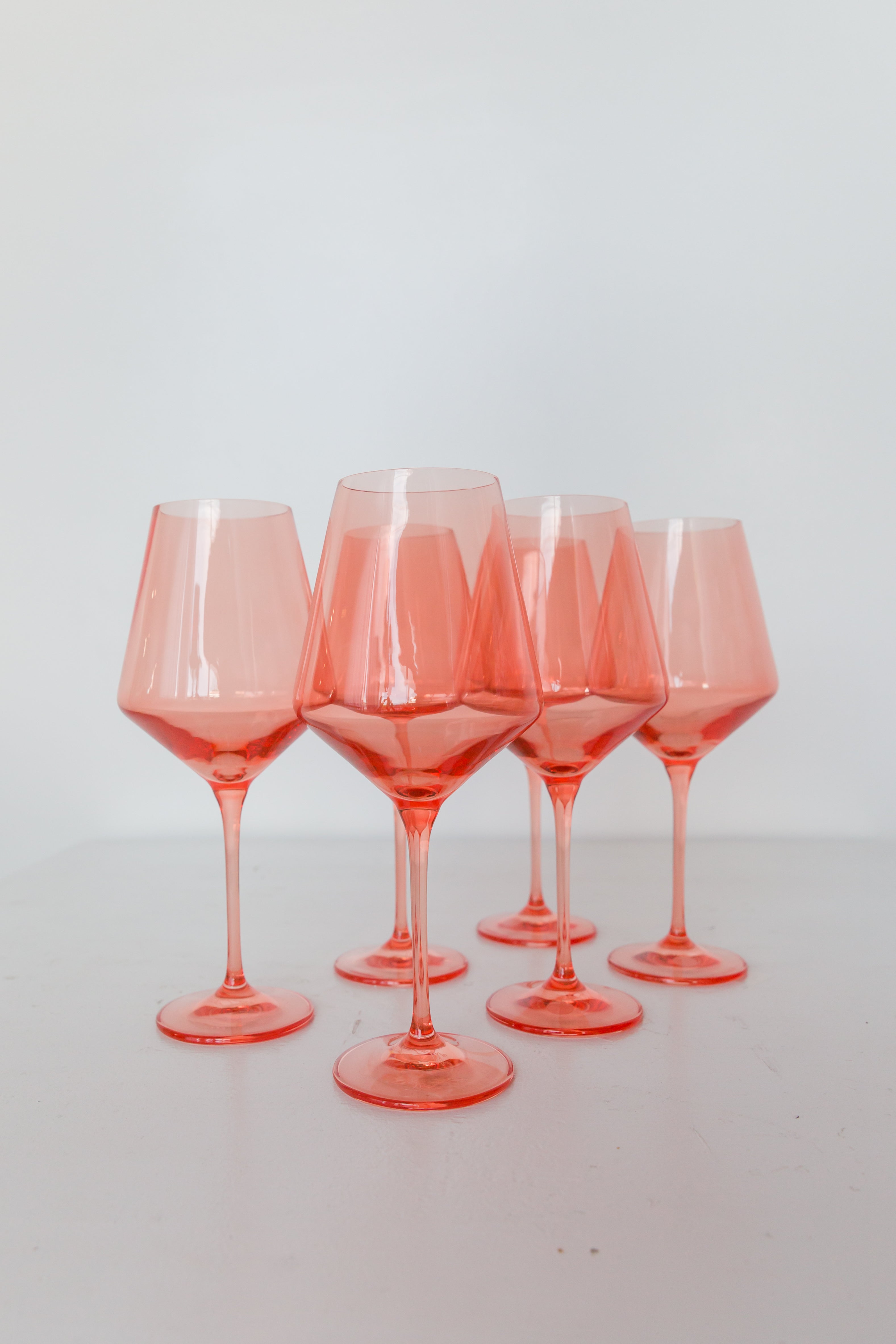 Ruth's House Event Rentals Estelle Colored Wine Stemware - Set of 6- Peach Fuzz {Our Coral Peach Pink}