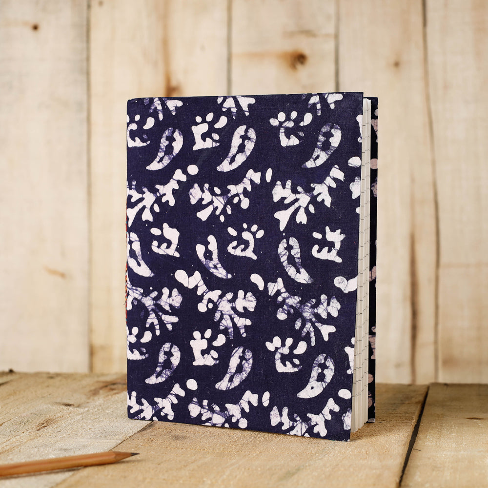 BINDAAS UNLIMITED Blue - Batik Fabric Cover Handmade Paper Notebook (9 x 7 in)