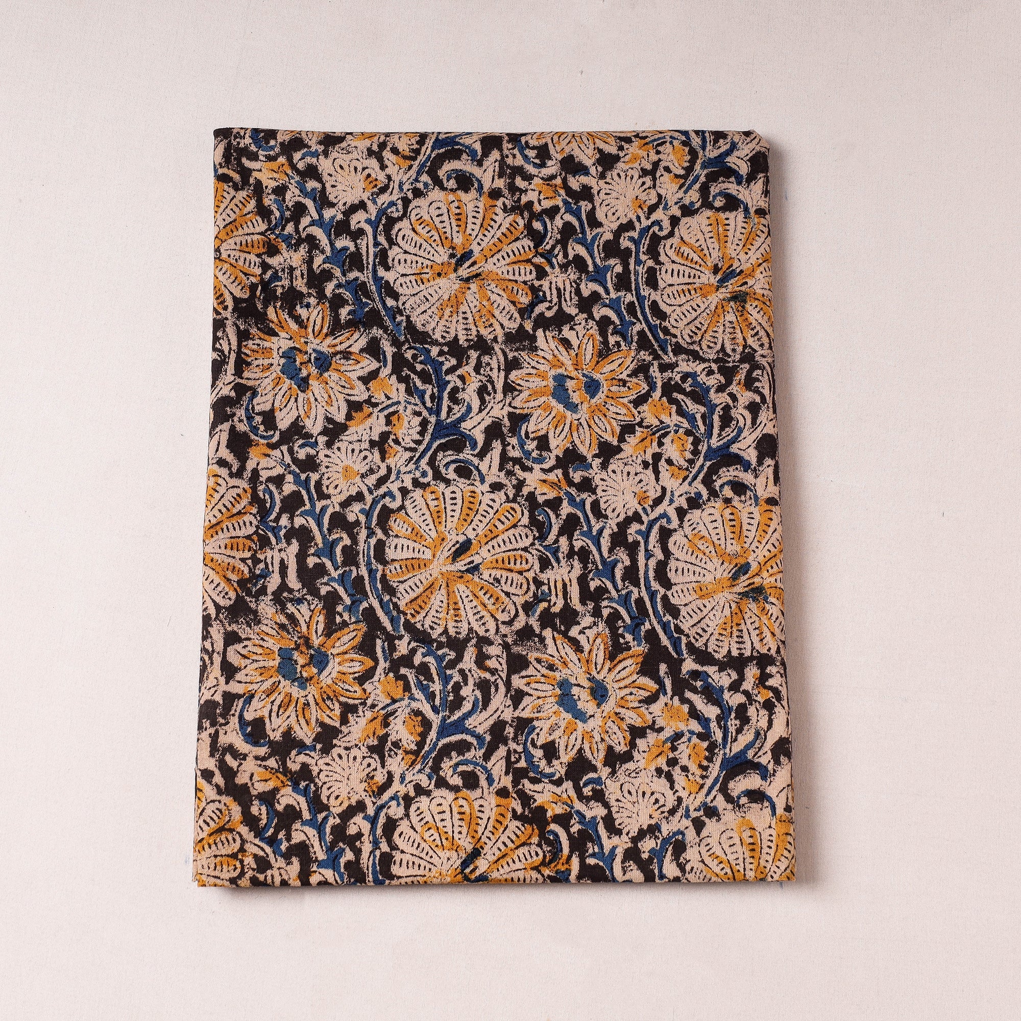 SOUTH KARGHA Black - Kalamkari Block Printed Cotton Precut Fabric (1.6 meter)