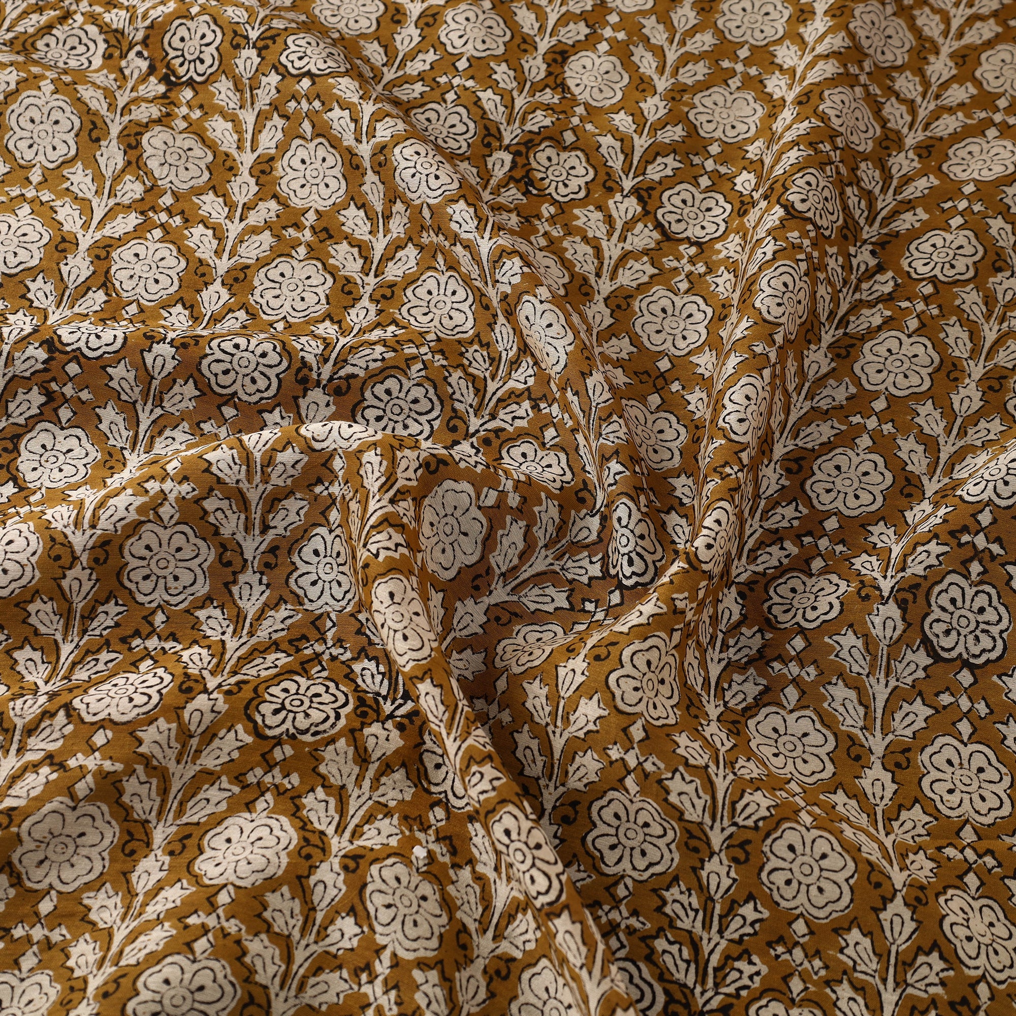 HAVELI CHRONICLES Brown - Hand Block Print Chanderi Silk Bagru Fabric 02 - view 3