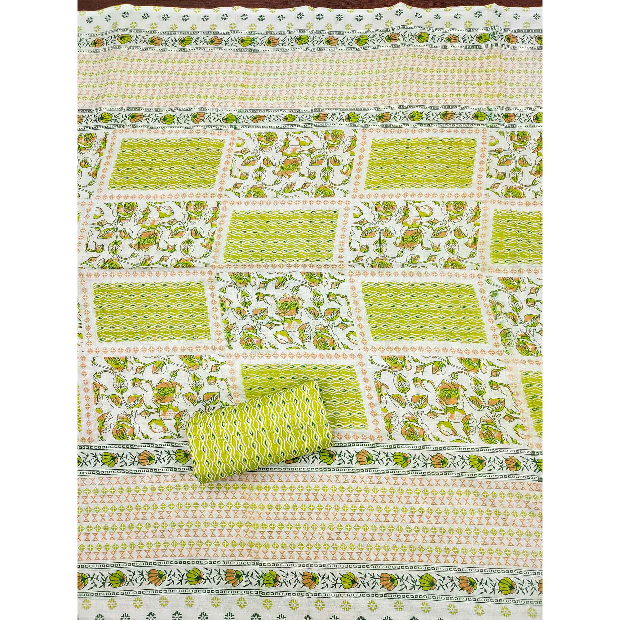 BlackTree green-floral-printed-cotton-blend-dress-material-3 - view 5