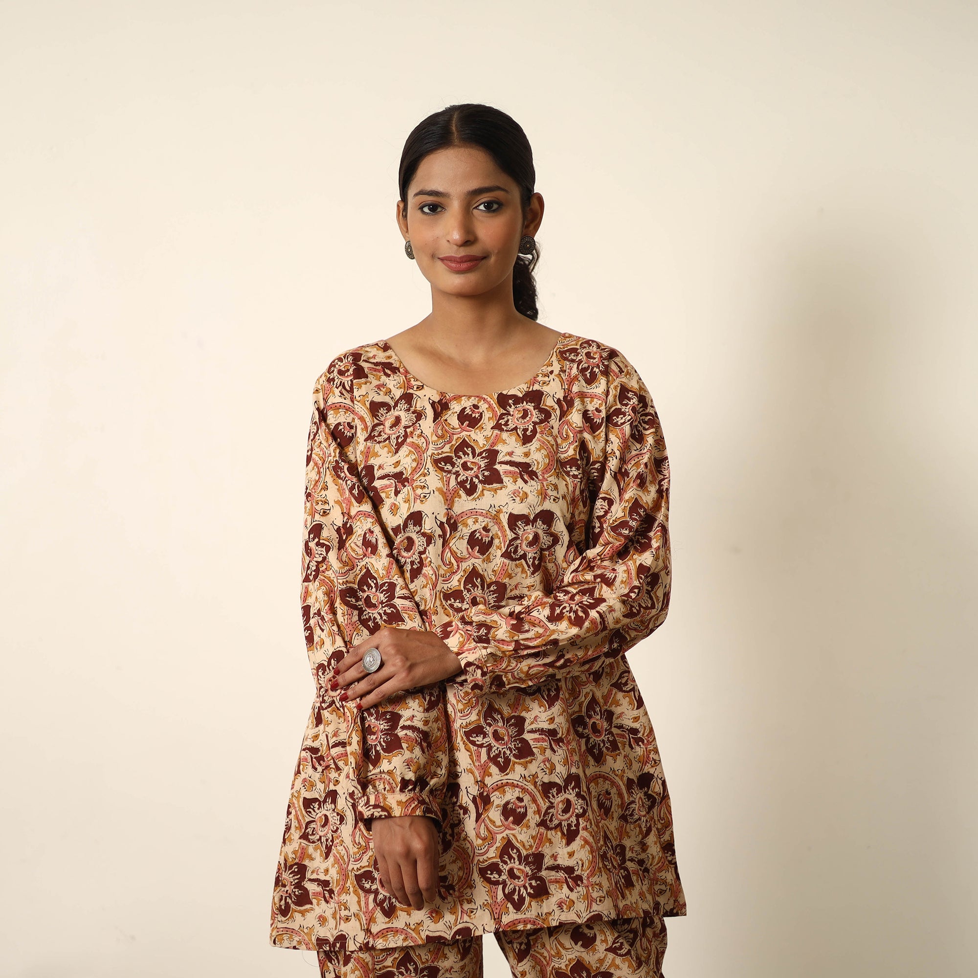ITOKRI CASUALS Beige - Block Printed Cotton Kalamkari Co-ord Set 14 - view 2