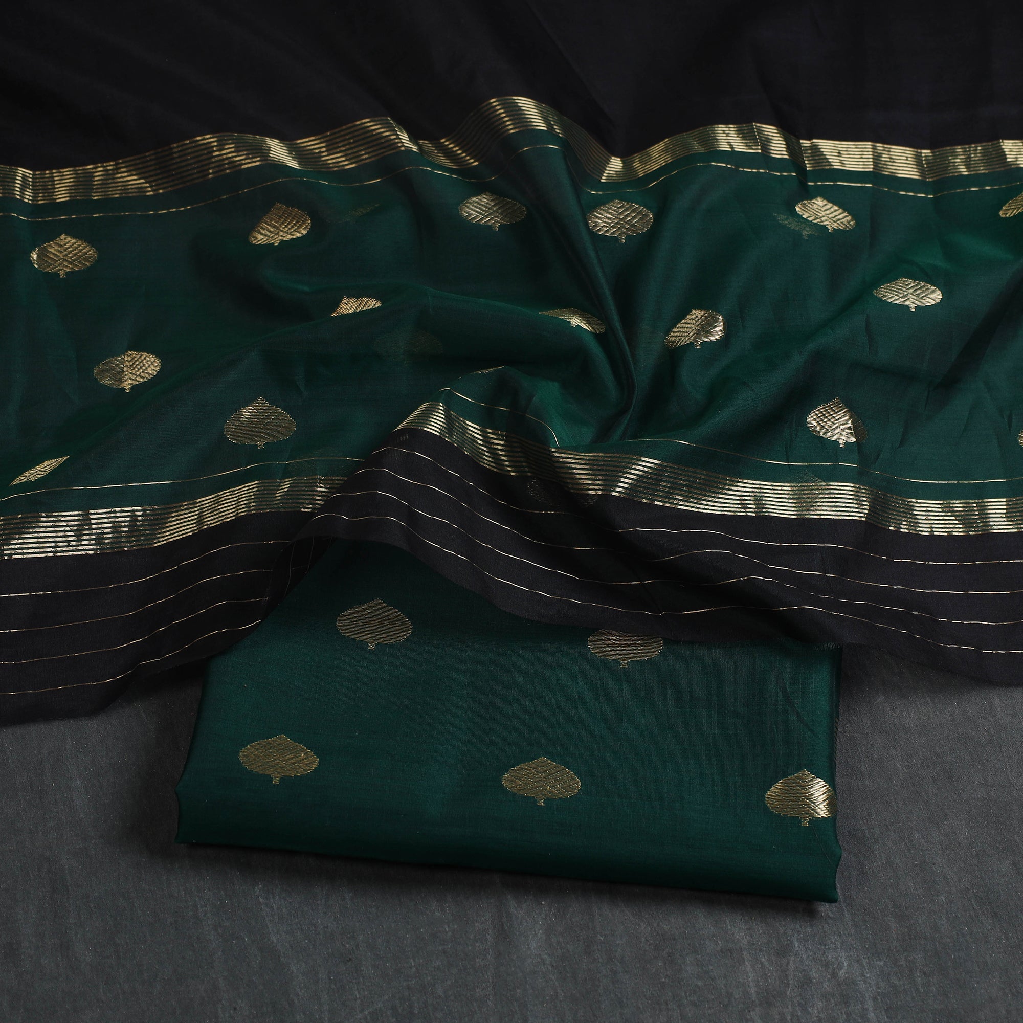 CHANDERI BY RAUPH KHAN 2pc Zari Buti Handloom Chanderi Silk Dress Material 12 - view 2