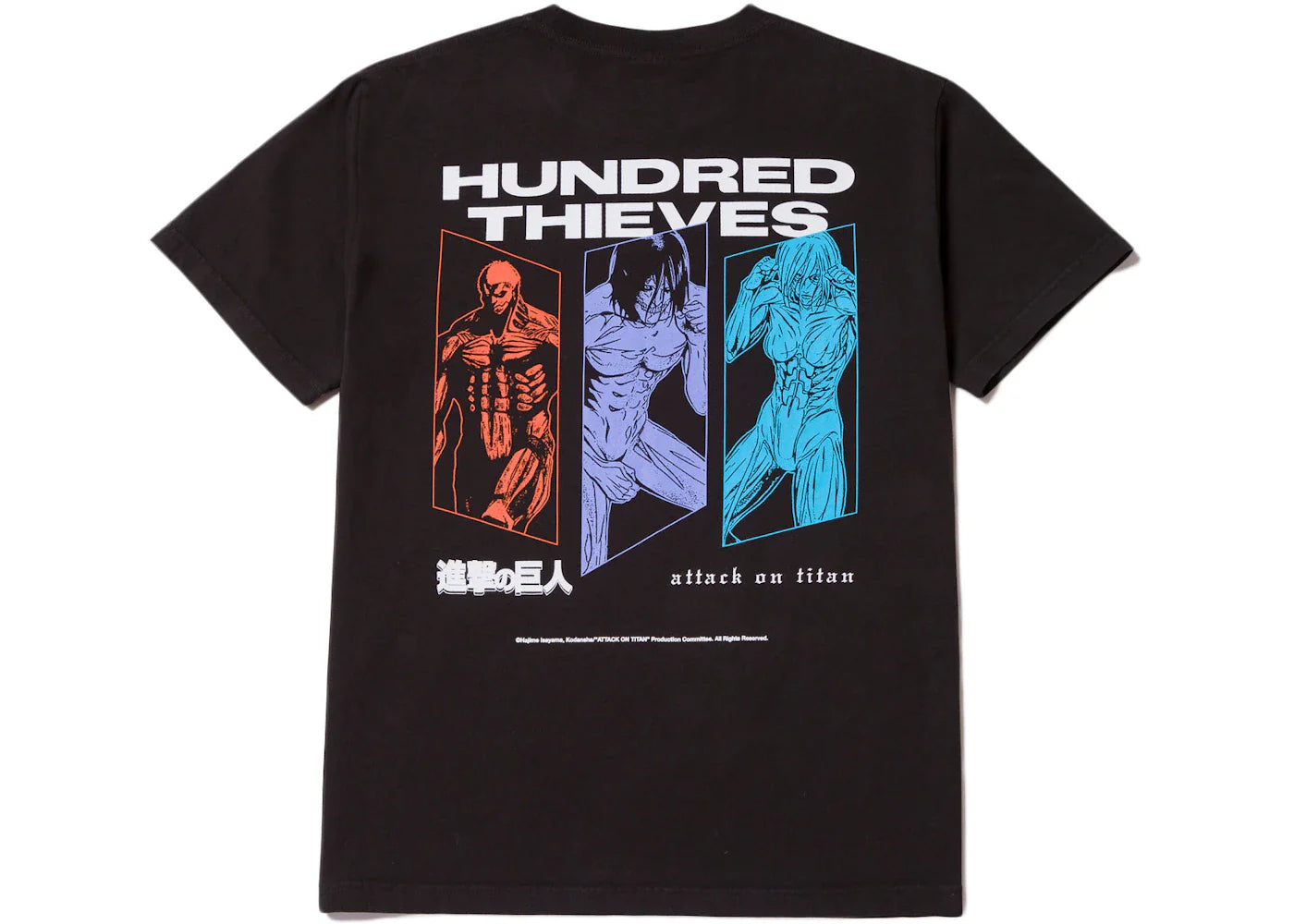 100 Thieves x Attack on Titan 3 Titans T-shirt Black - view 2