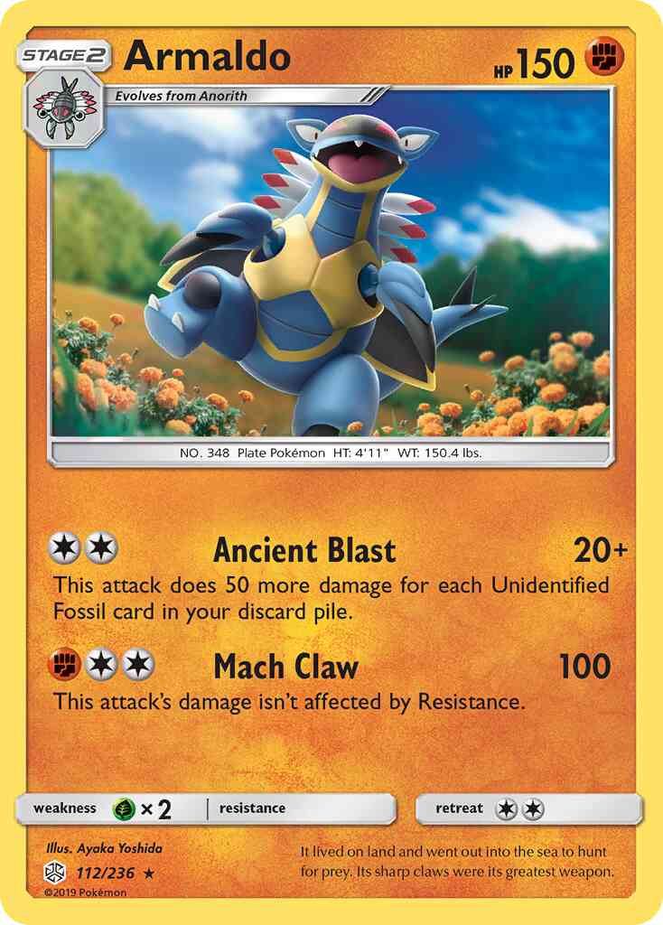 Rare sm12-112 reverse – Pokémon Armaldo - 112/236 - Rare [sm12-112] [Reverse Holo]