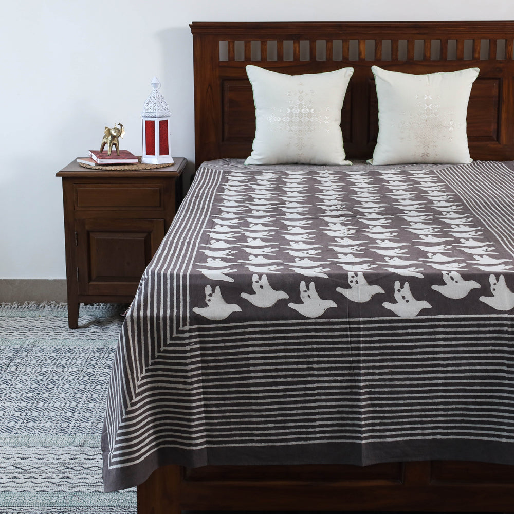 BINDAAS UNLIMITED Brown - Block Art Print Cotton Single Bindaas Bed Sheet (93 x 60 in)