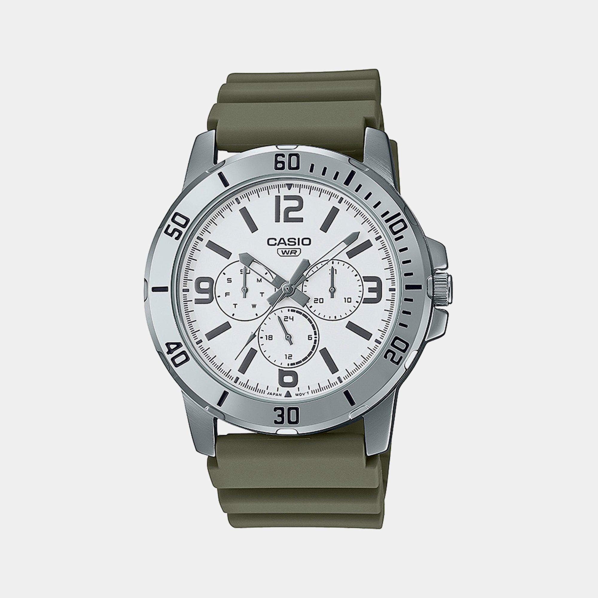 Casio Enticer Men Quartz White Dial Chronograph Resin Watch A2144