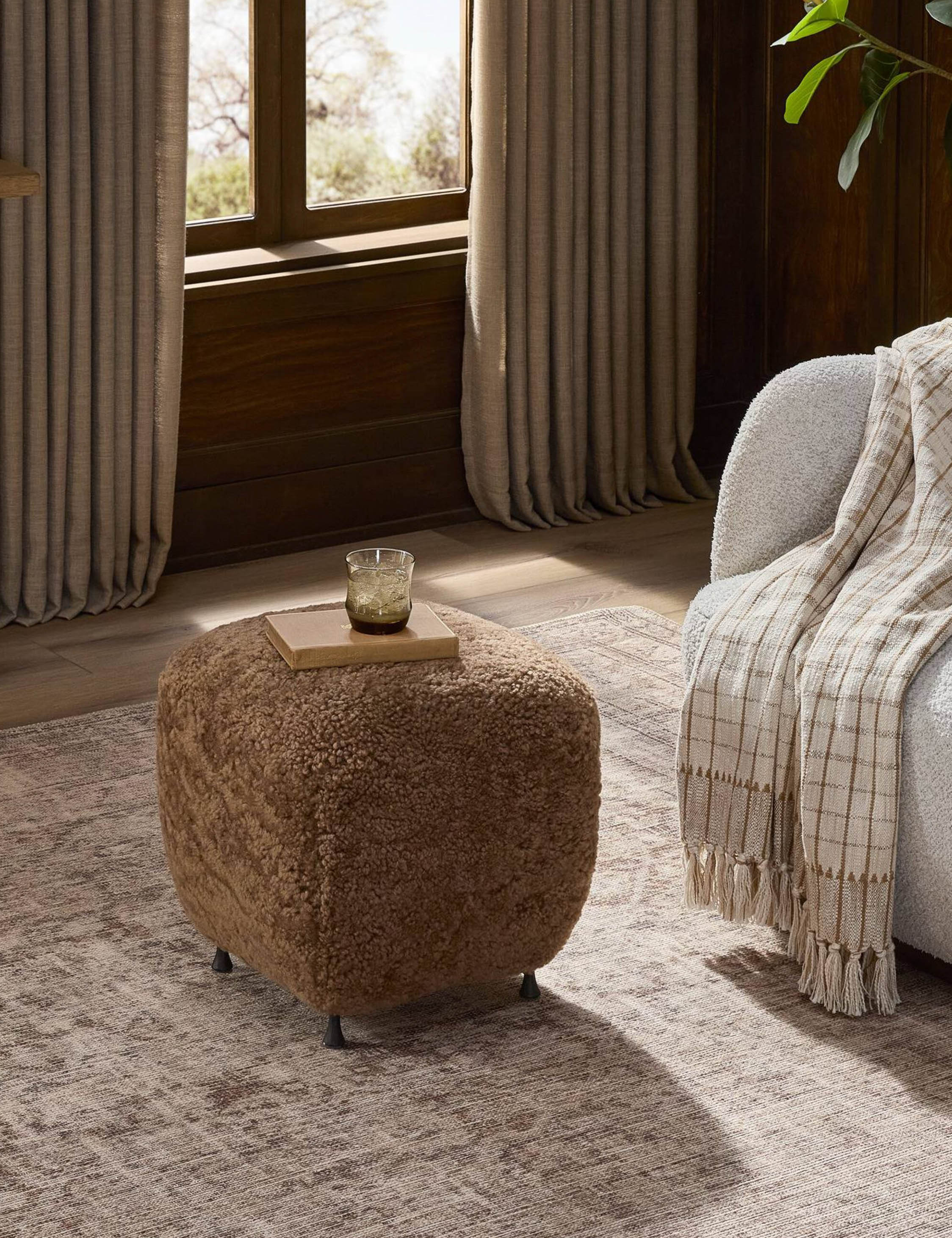 Lulu and Georgia Kerri Ottoman – Amber Shearling - view 2