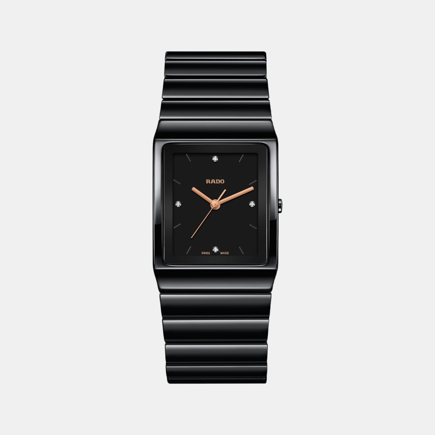 Rado Ceramica Men Quartz Black Dial Analog Stainless Steel Watch R21700722