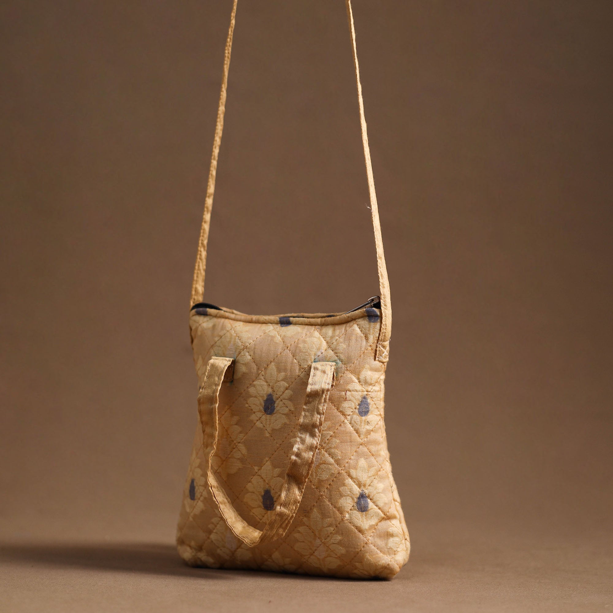 NOORI BAZAR Beige- Handcrafted Quilted Silk Sling Bag 22 - view 2
