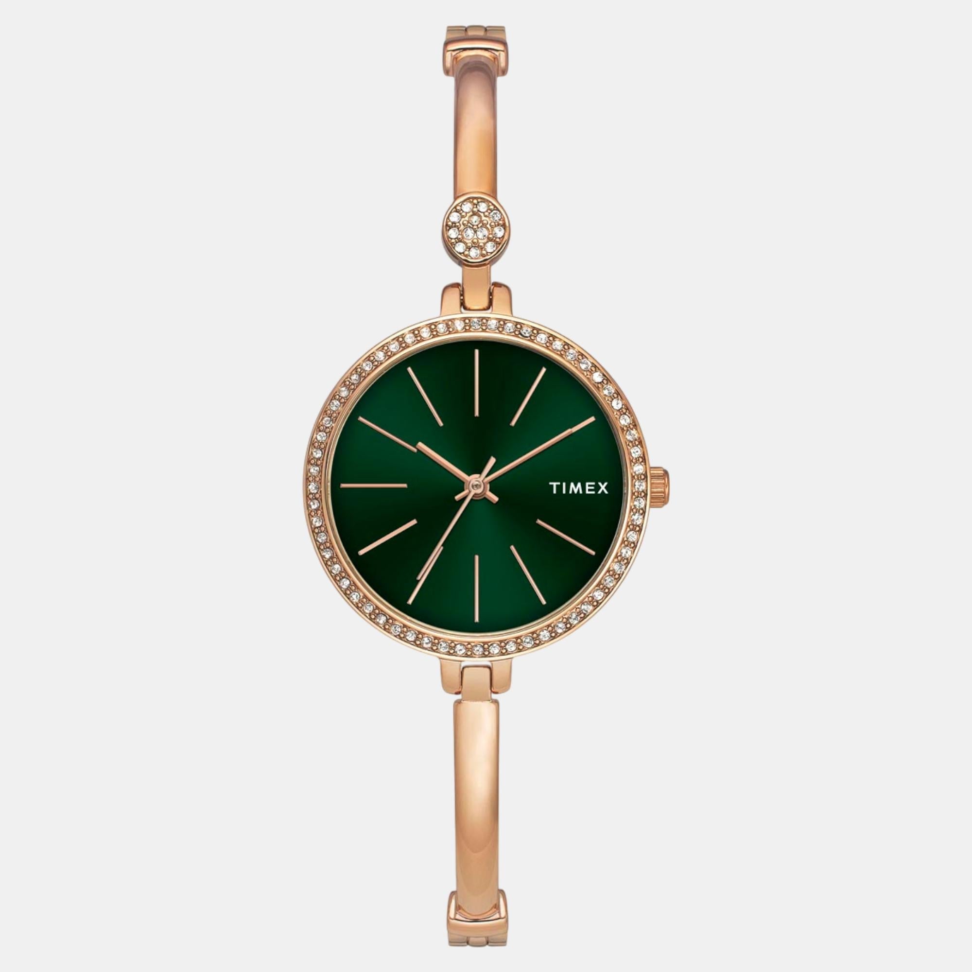 Timex Fria Women Quartz Green Dial Analog Brass Watch TWEL18406