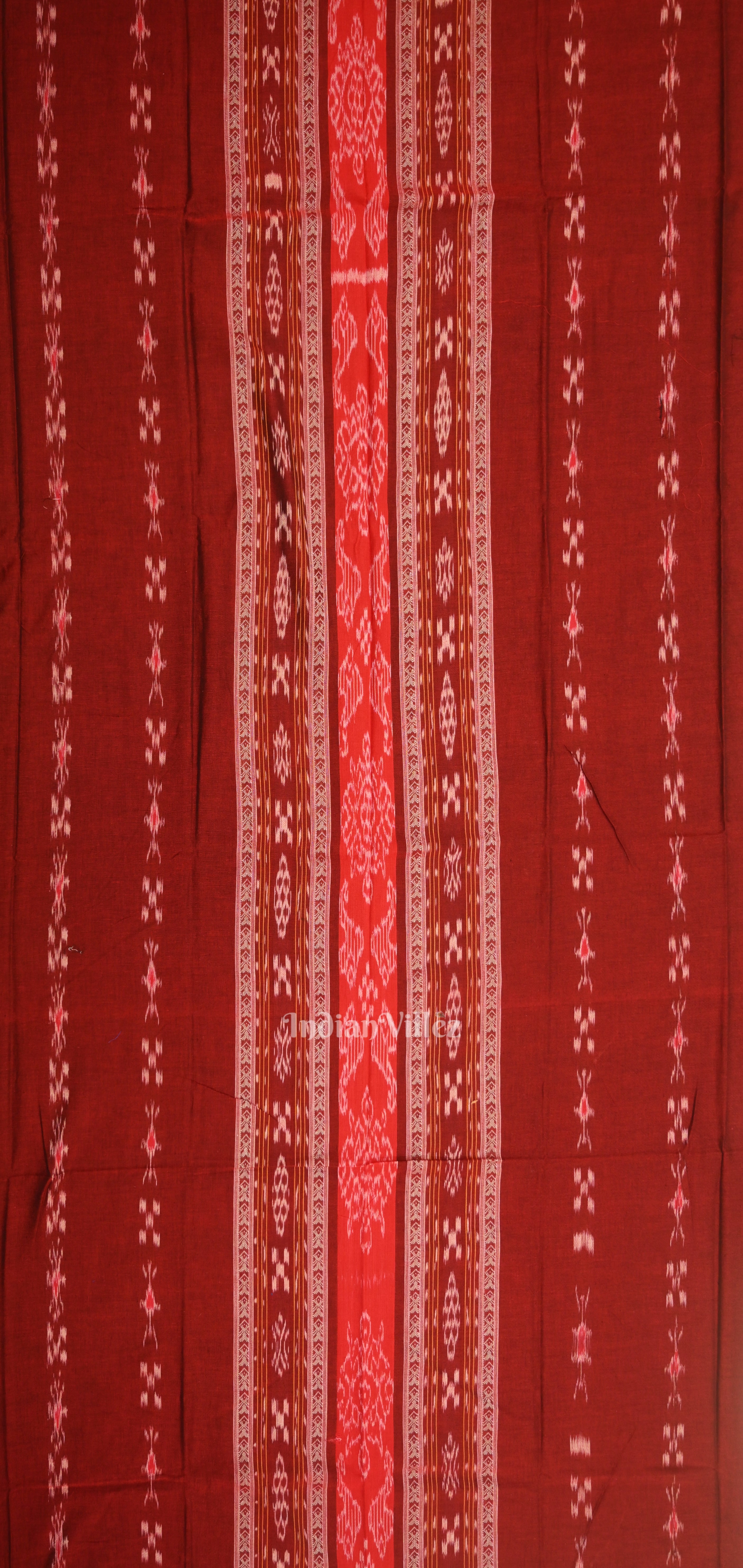 IndianVillèz Red Green Pasapali Sambalpuri Cotton Dress set with Dupatta - view 2