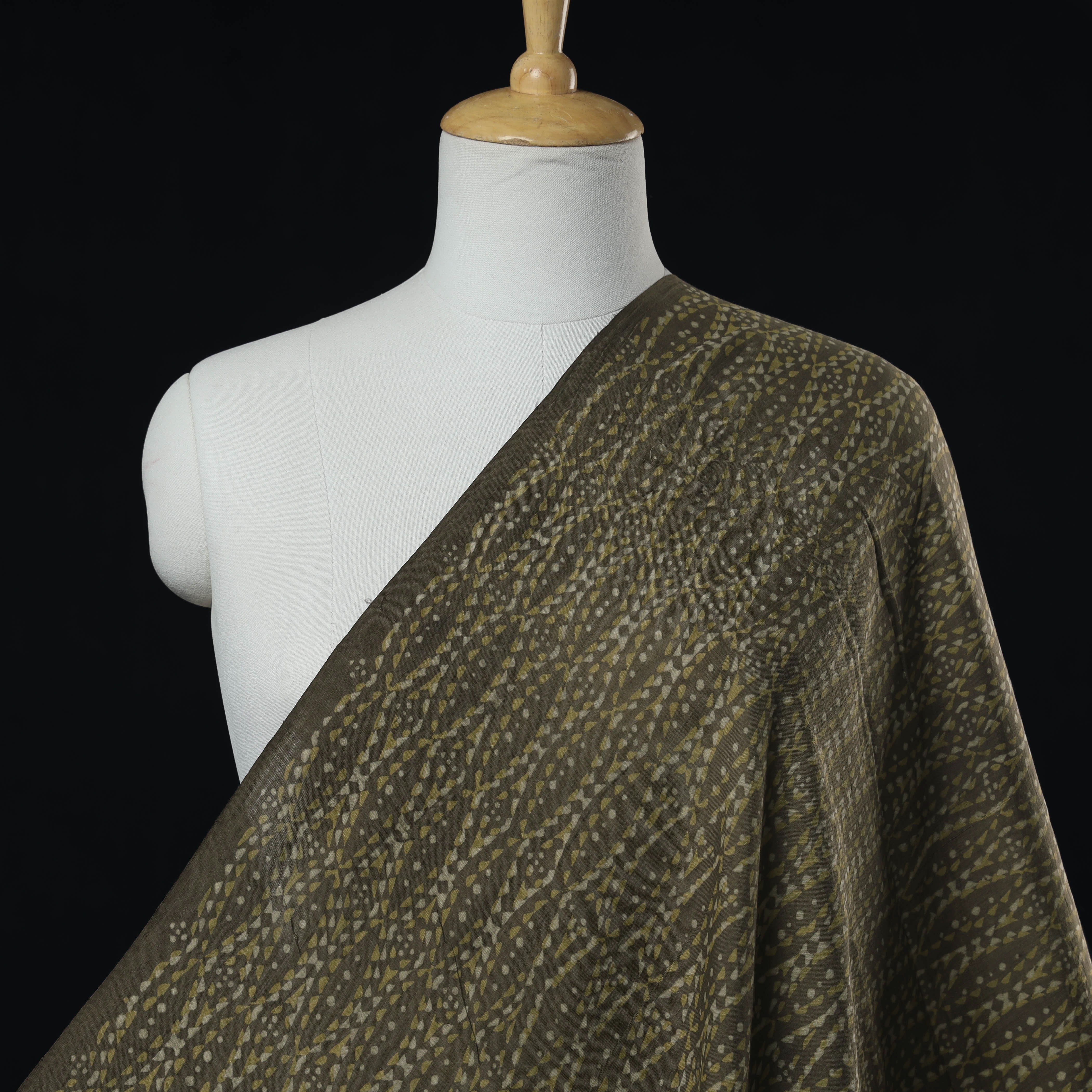 SOUTH KARGHA Brown - Mulberry Silk Cotton Akola Hand Block Printed Handloom Fabric