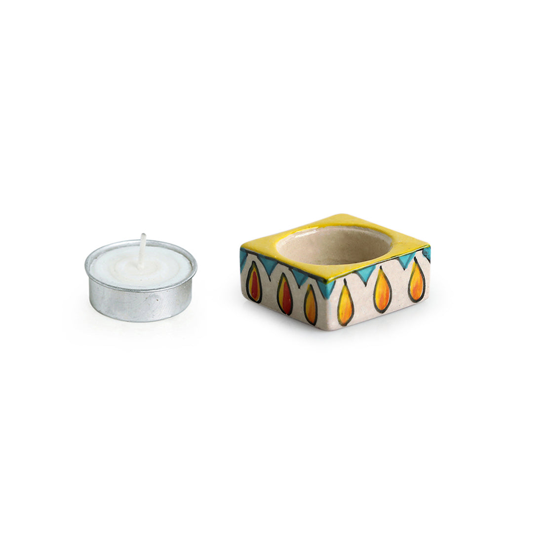 EXCLUSIVELANE 'Mughal Blazing Jugnu' Handpainted Tea Light Holder (Set of 4, Ceramic) - view 3