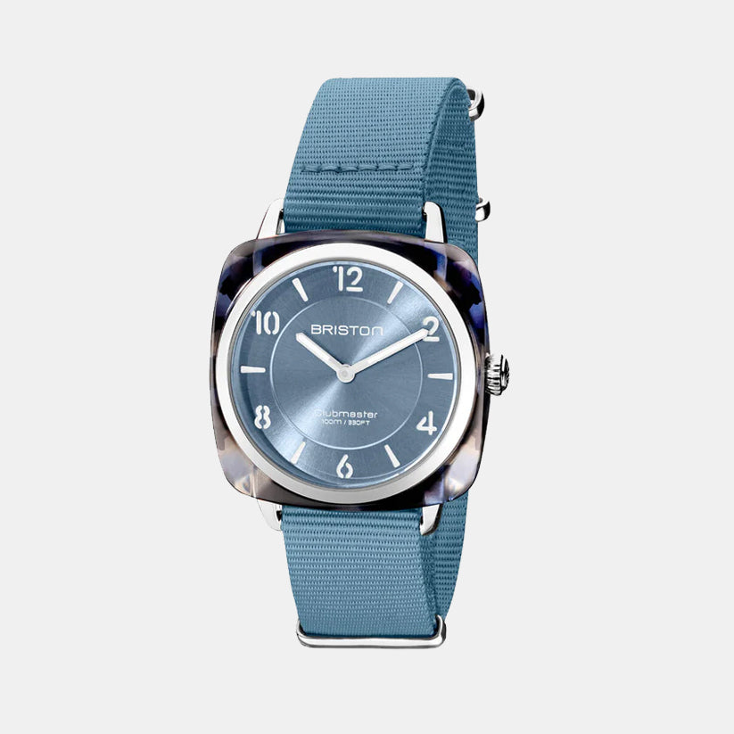 Briston Clubmaster Chic Women Quartz Ice Blue Dial Analog Nato Watch 21536.SA.UB.25.NIB