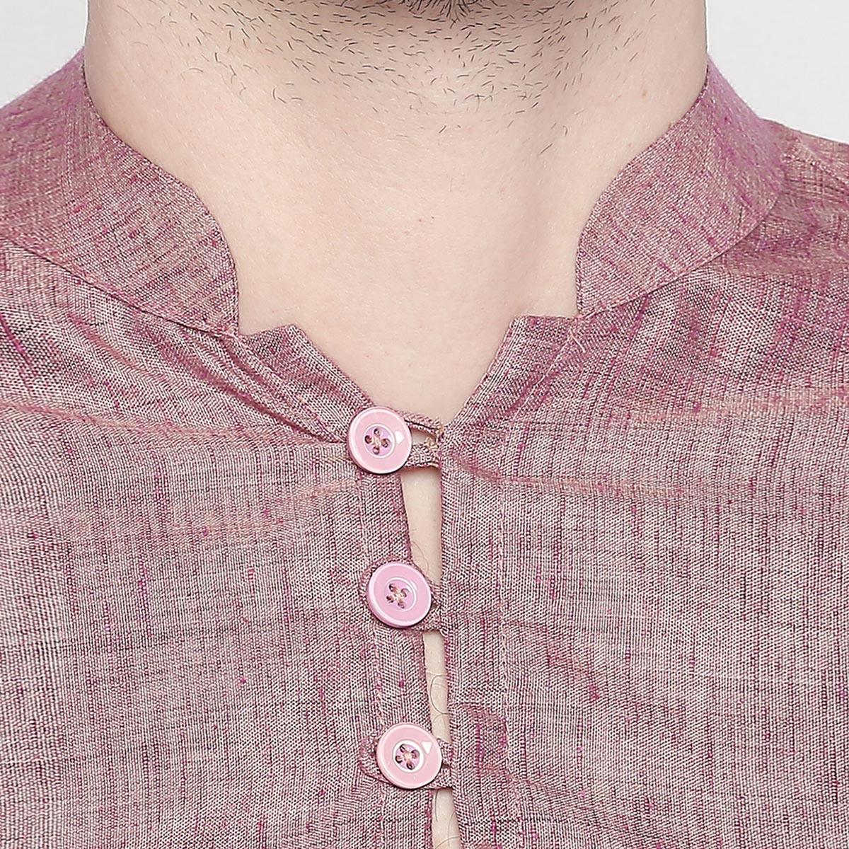Peachmode Mauve Cotton Short Kurta with Asymmetric Hem - view 6