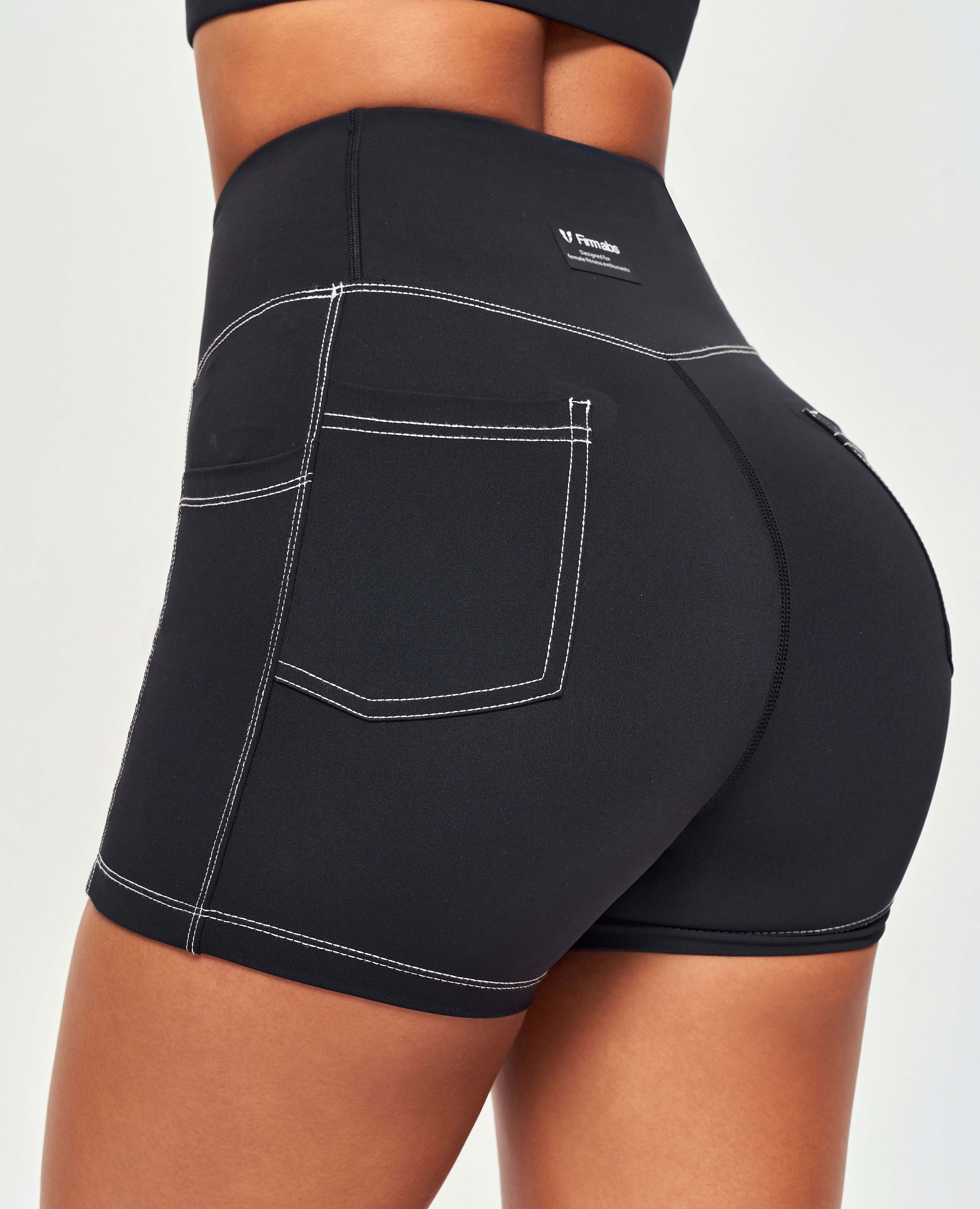 FIRM ABS Contrast Stitching Shorts - Black - view 4