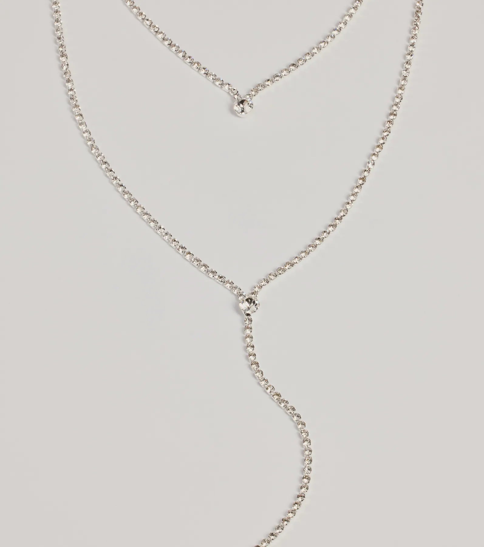 Windsor Trendy Glitz Rhinestone Layered Lariat Necklace - view 2