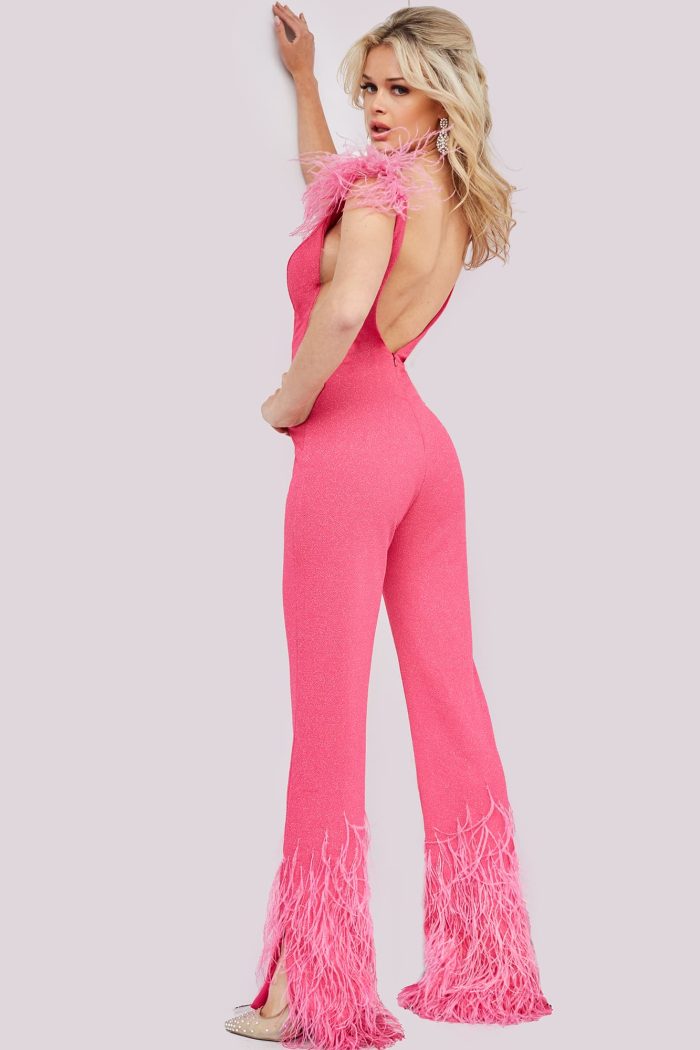 Jovani 08554 Fitted Long Formal Sequin Jumpsuit - view 2