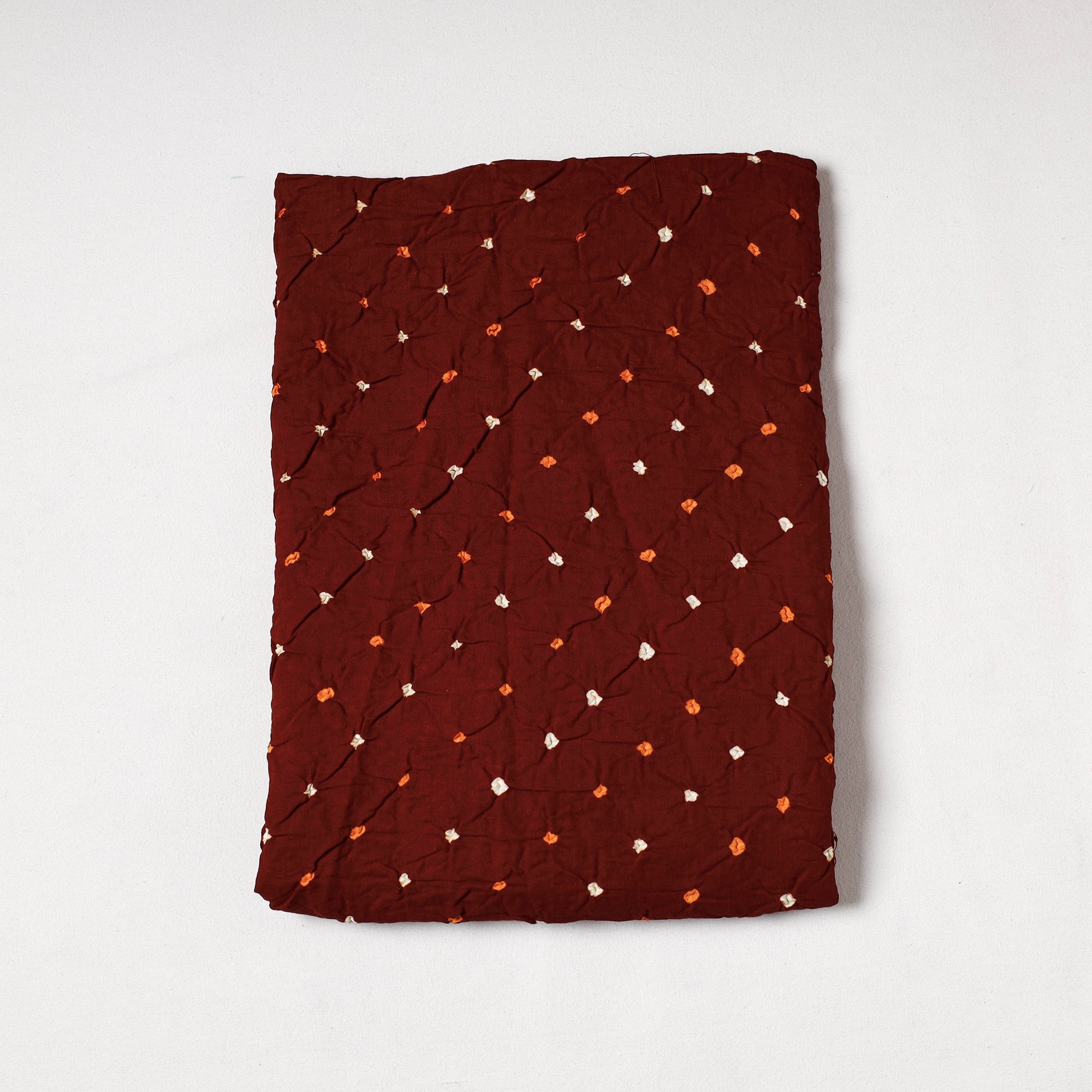 KACHCHH JI CHHAAP Brown - Kutch Bandhani Tie-Dye Mul Cotton Precut Fabric