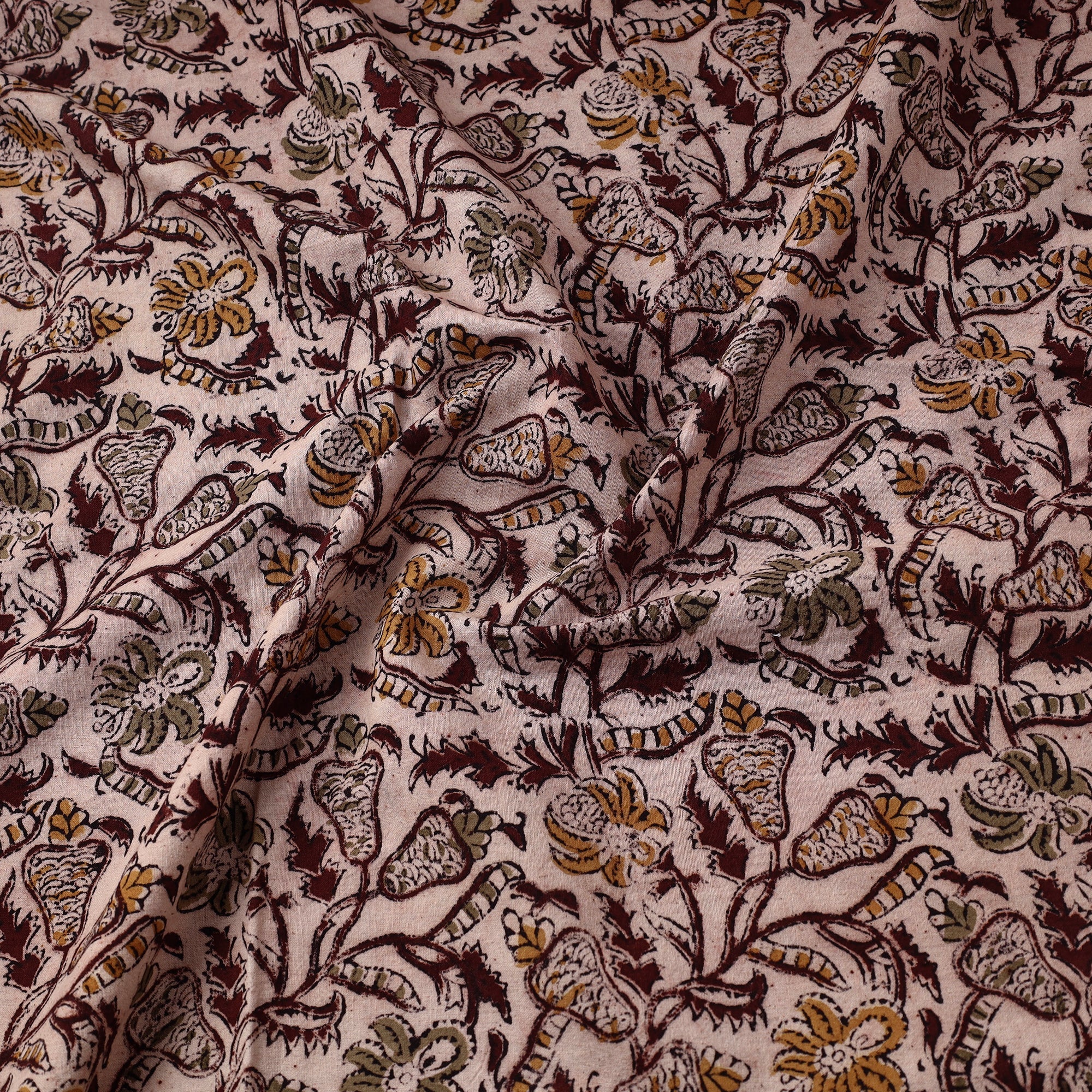 VENKATA BHANU KALAMKARI PEDANA Beige - Pedana Block Printed Cotton Kalamkari Fabric 14 - view 3