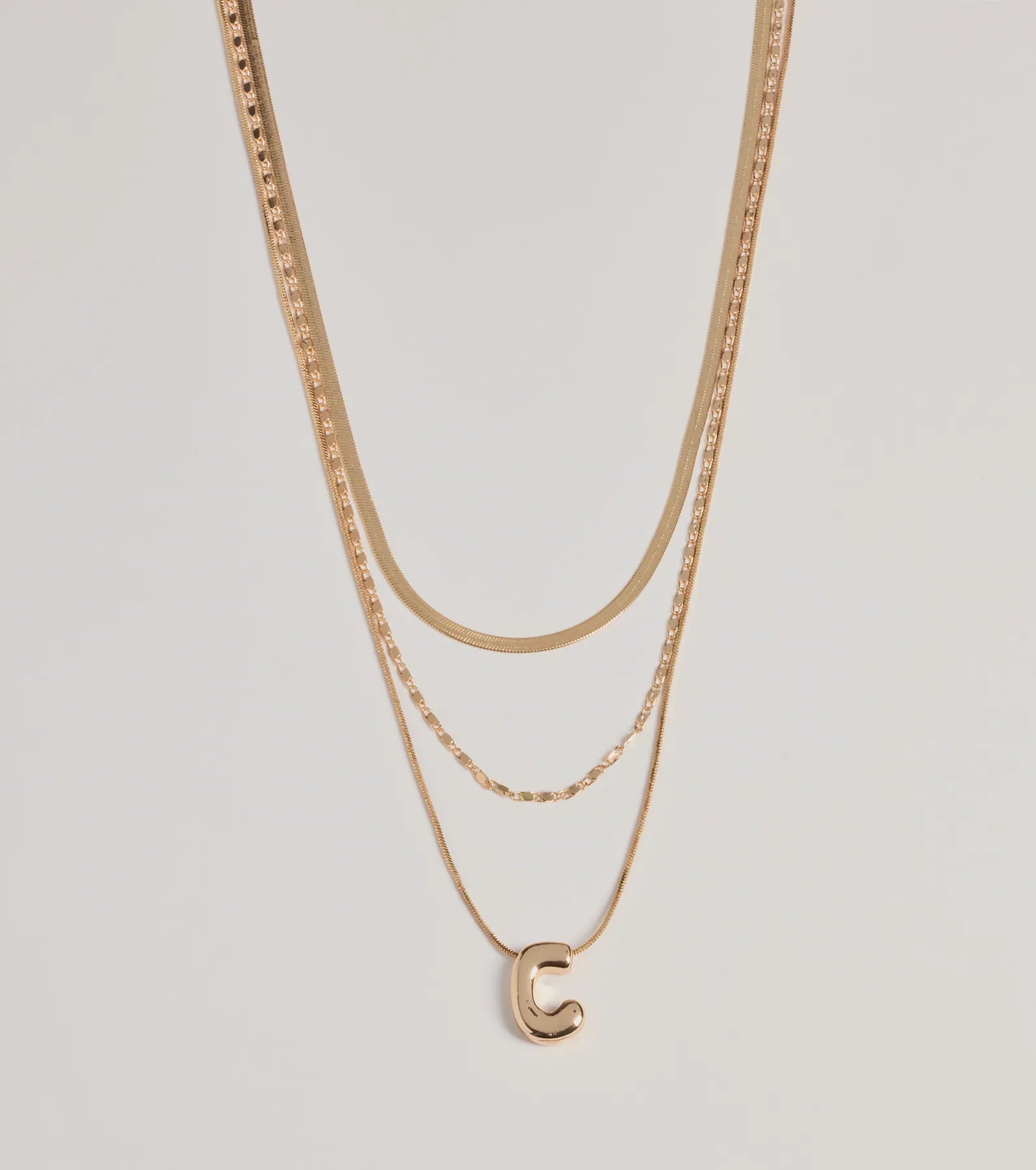 Windsor C Initial Layered Bubble Necklace – GOLD