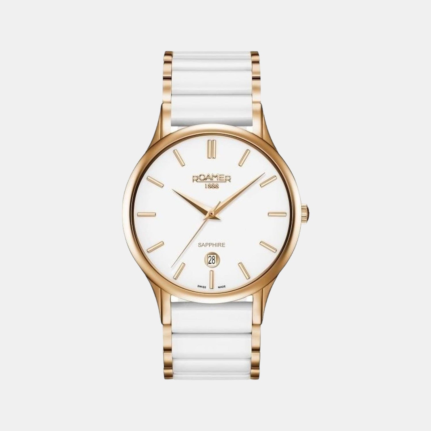 Roamer C-Line Men Quartz White Dial Analog Ceramic Watch 657833 49 25 60