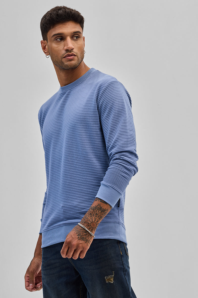 SNITCH Blue Textured Sweatshirt