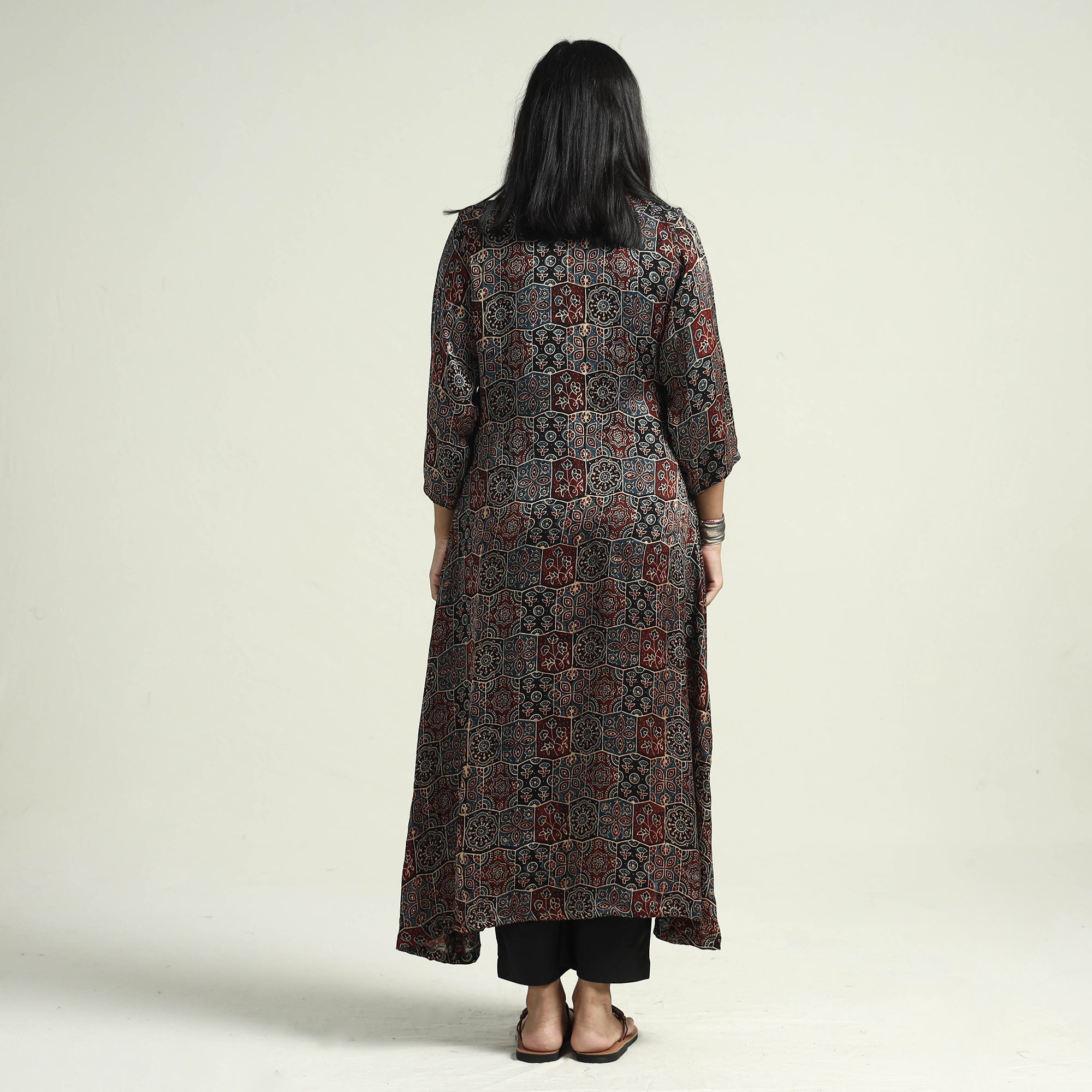 ITOKRI CASUALS Black - Ajrakh Block Printed Modal Silk Kurta with Palazzo Set - view 7