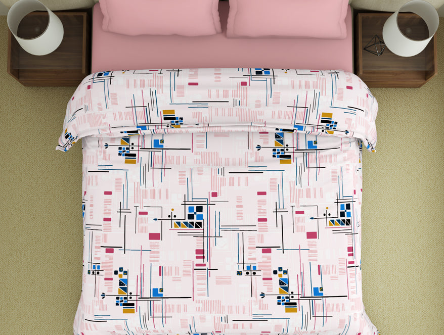 Spaces India Geometric Petal Pink - Blush Polycotton Double Quilt / AC Comforter - Amaya By Welspun - view 3