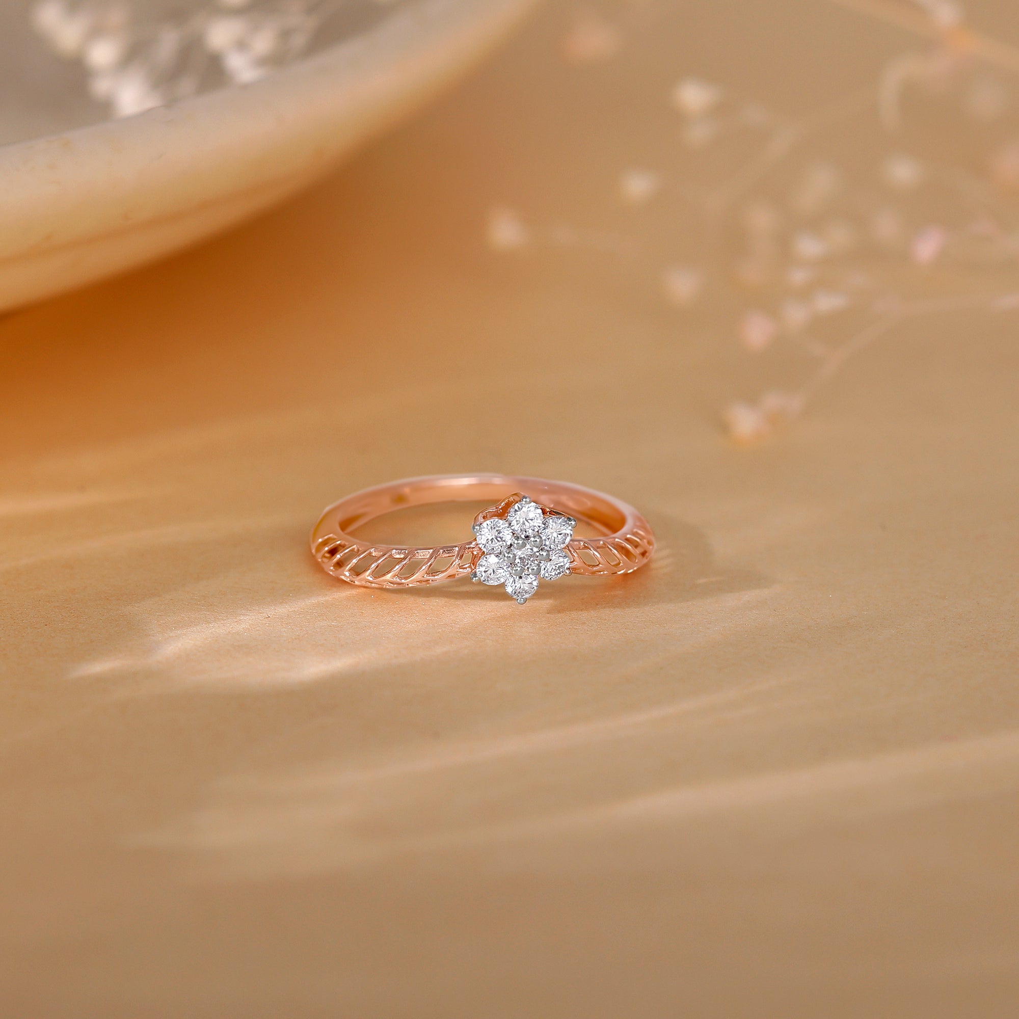 GIVA Jewellery Rose Gold Peak Elegance Diamond Ring - view 2