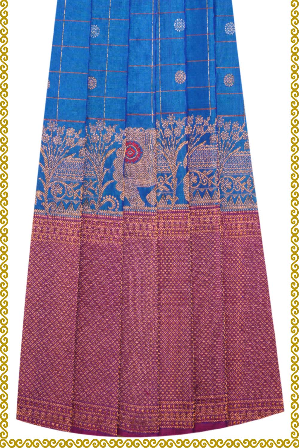 Kalanjali Gadwal Pavada Blue Unstitched Set