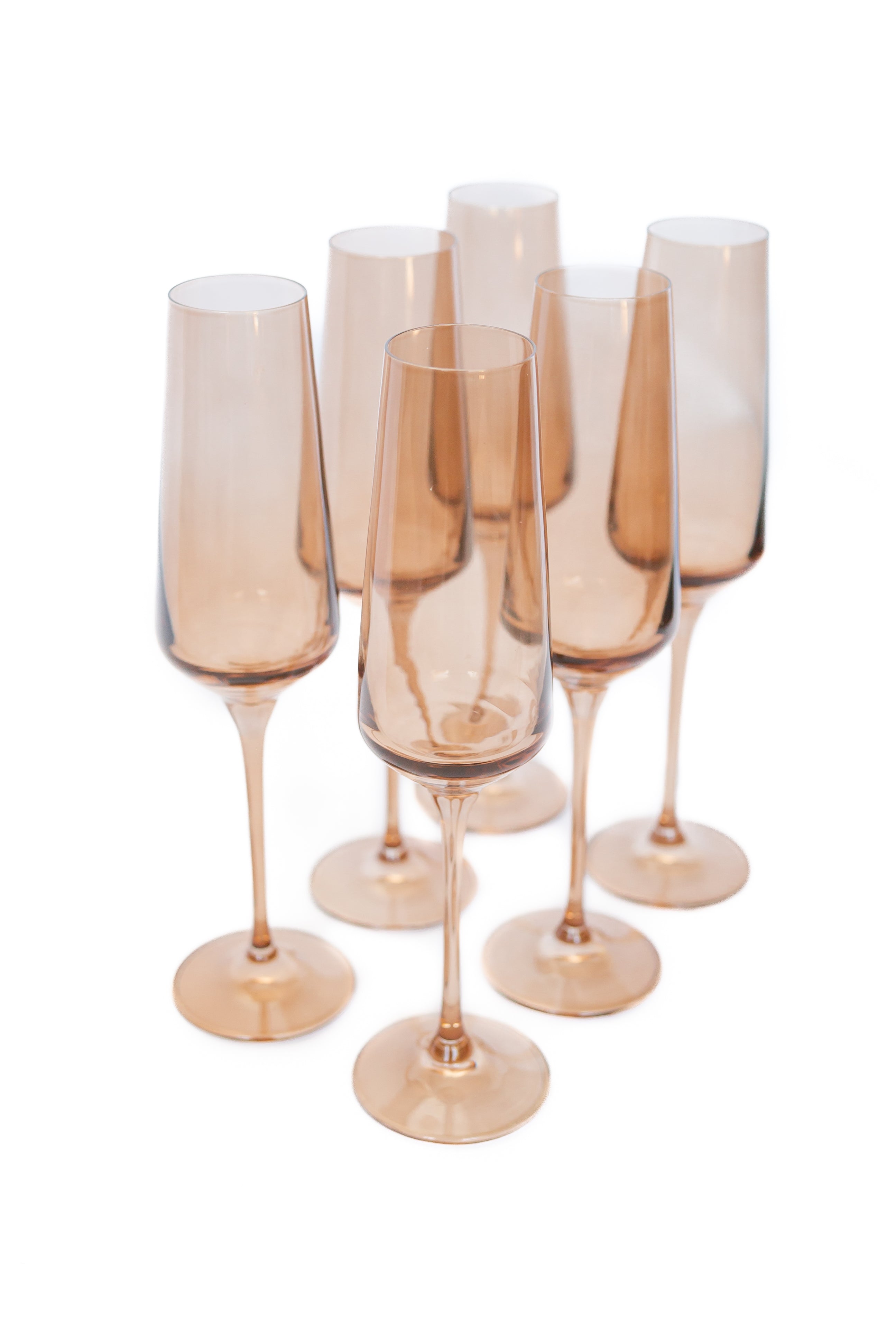 Estelle Colored Glass Estelle Colored Champagne Flute - Set of 6 {Mocha Mousse (Our Amber Smoke)} - view 4