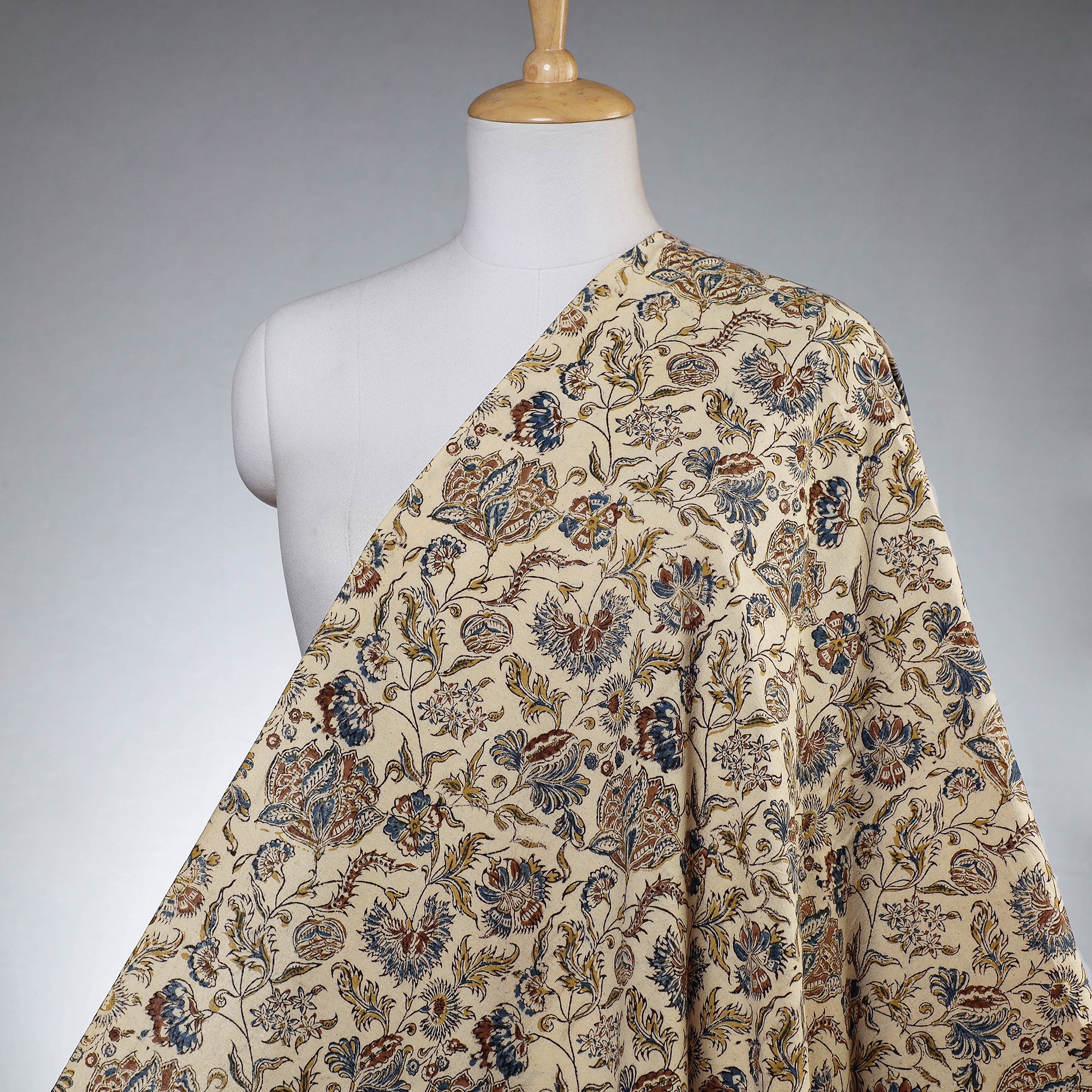PITCHUKA SRINIVAS KALAMKARI PEDANA Beige - Pedana Kalamkari Block Printed Cotton Fabric 15