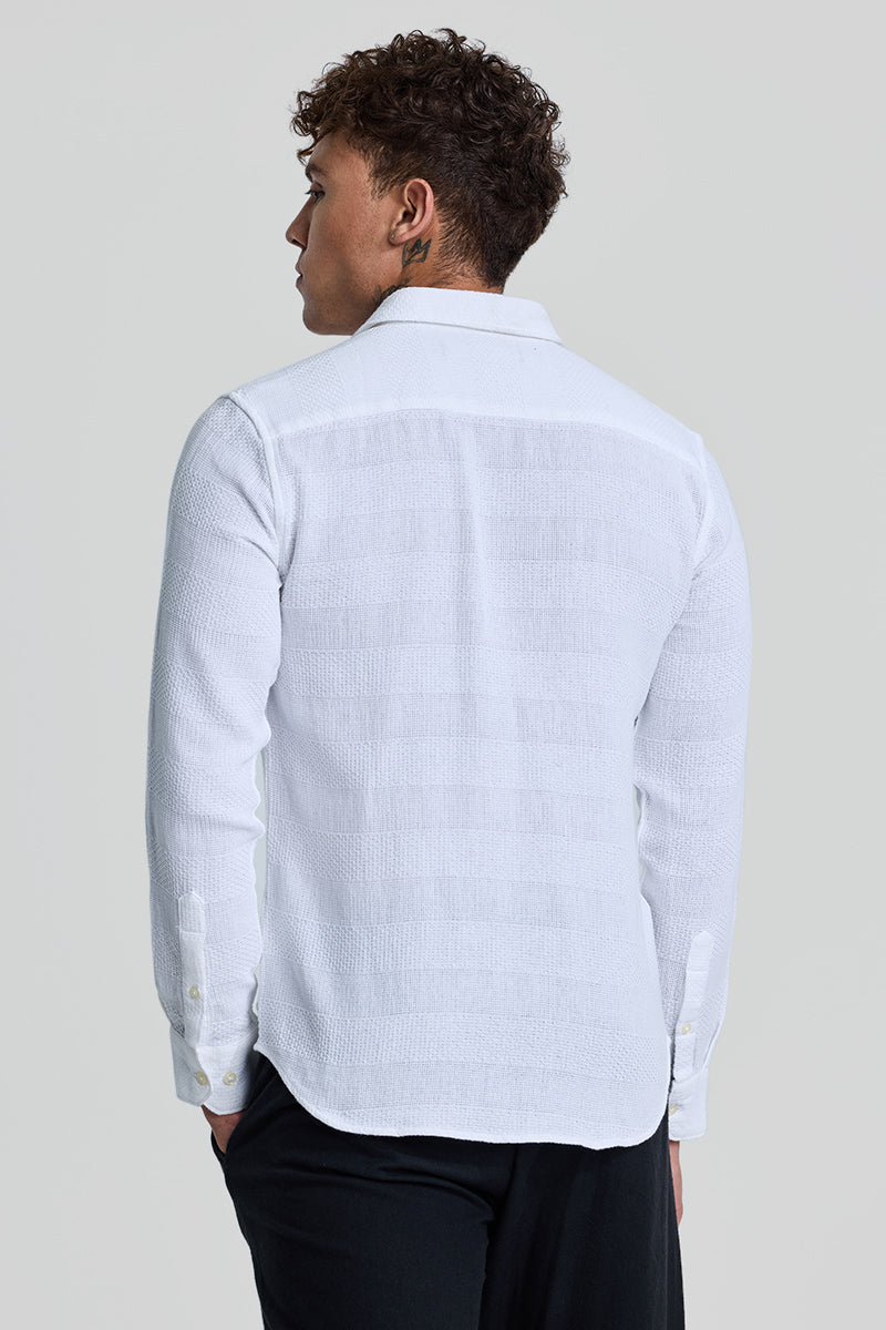 SNITCH White Textured Slim Fit Shirt - view 8