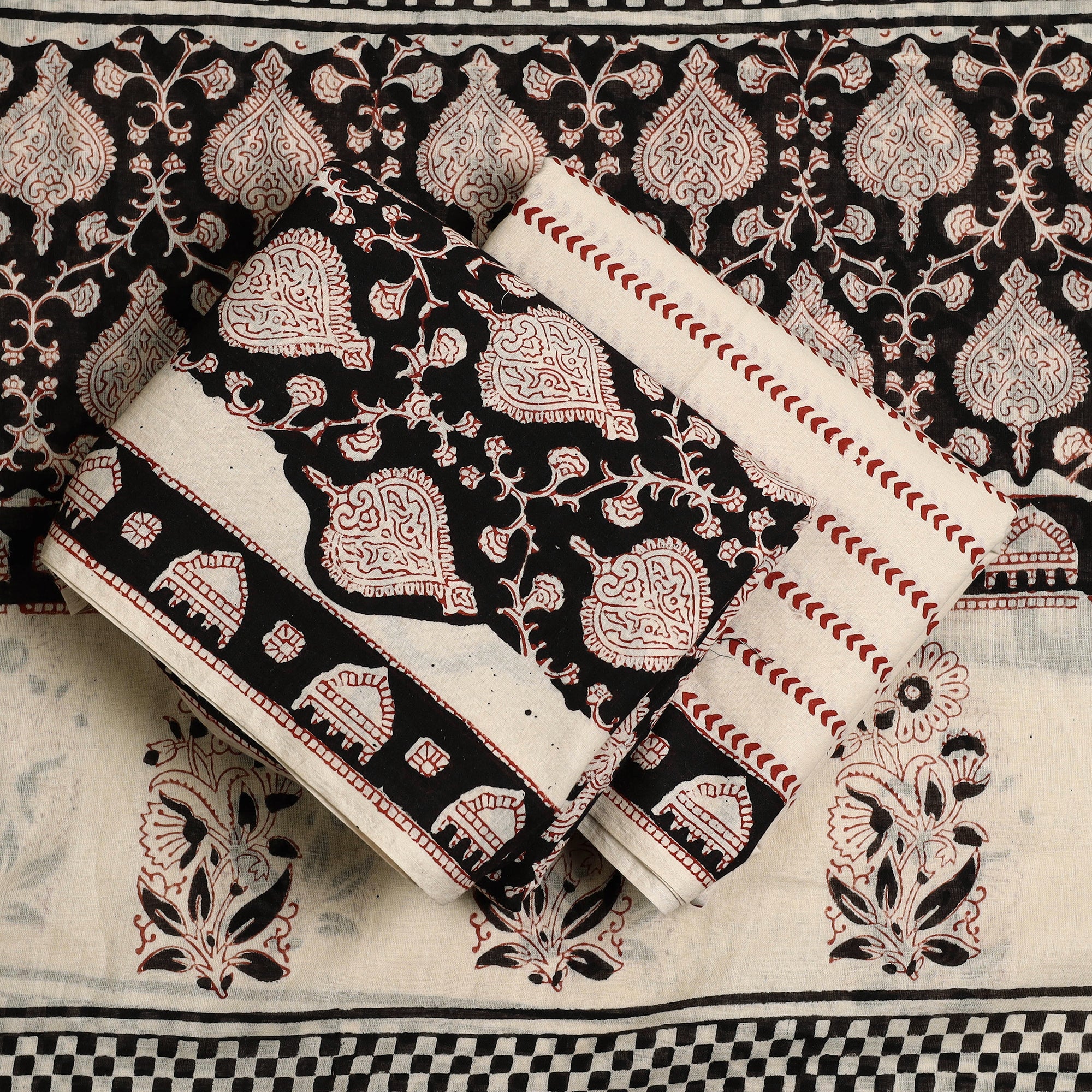 ARTISAN HAND BLOCK PRINTS Black - 3pc Block Print Cotton Bagru Dress Material 55 - view 2