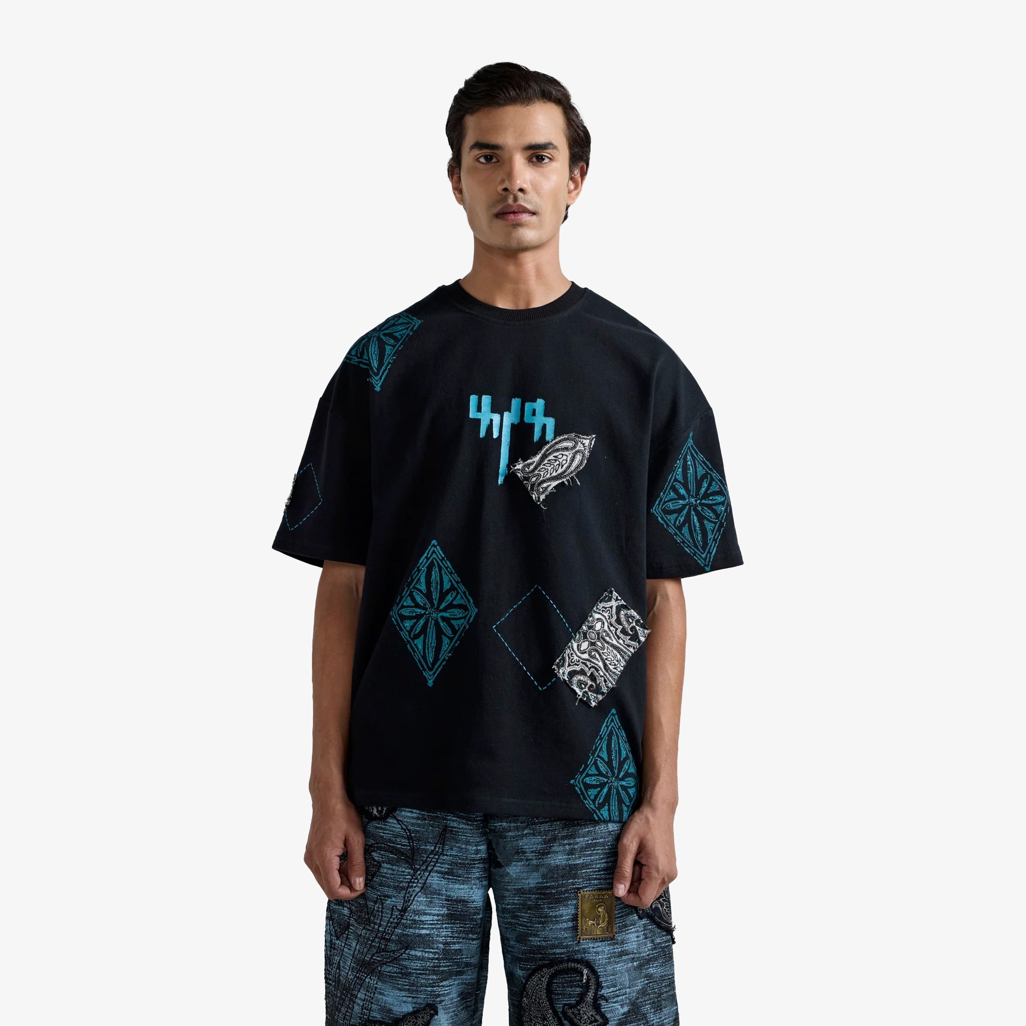 F A R A K | Black Block Print T-shit { Black