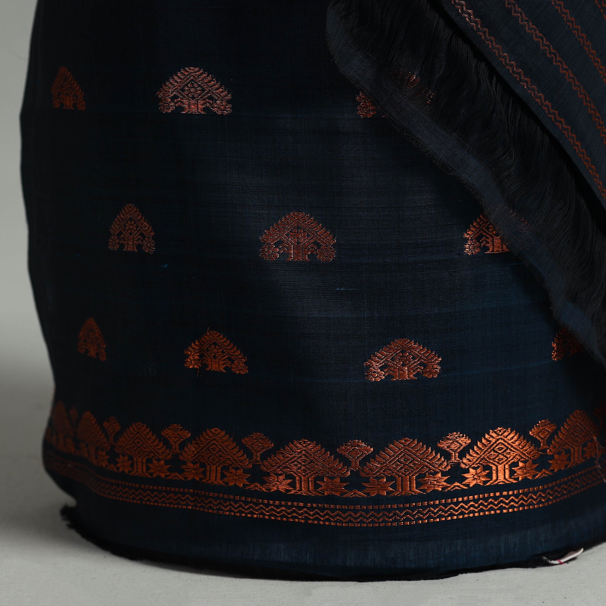 WEAVE INDIA BY SHEIKH MOIDUN NILUFAR Blue - Assam Handloom Tussar Mekhela Chador with Blouse Piece 13 - view 4