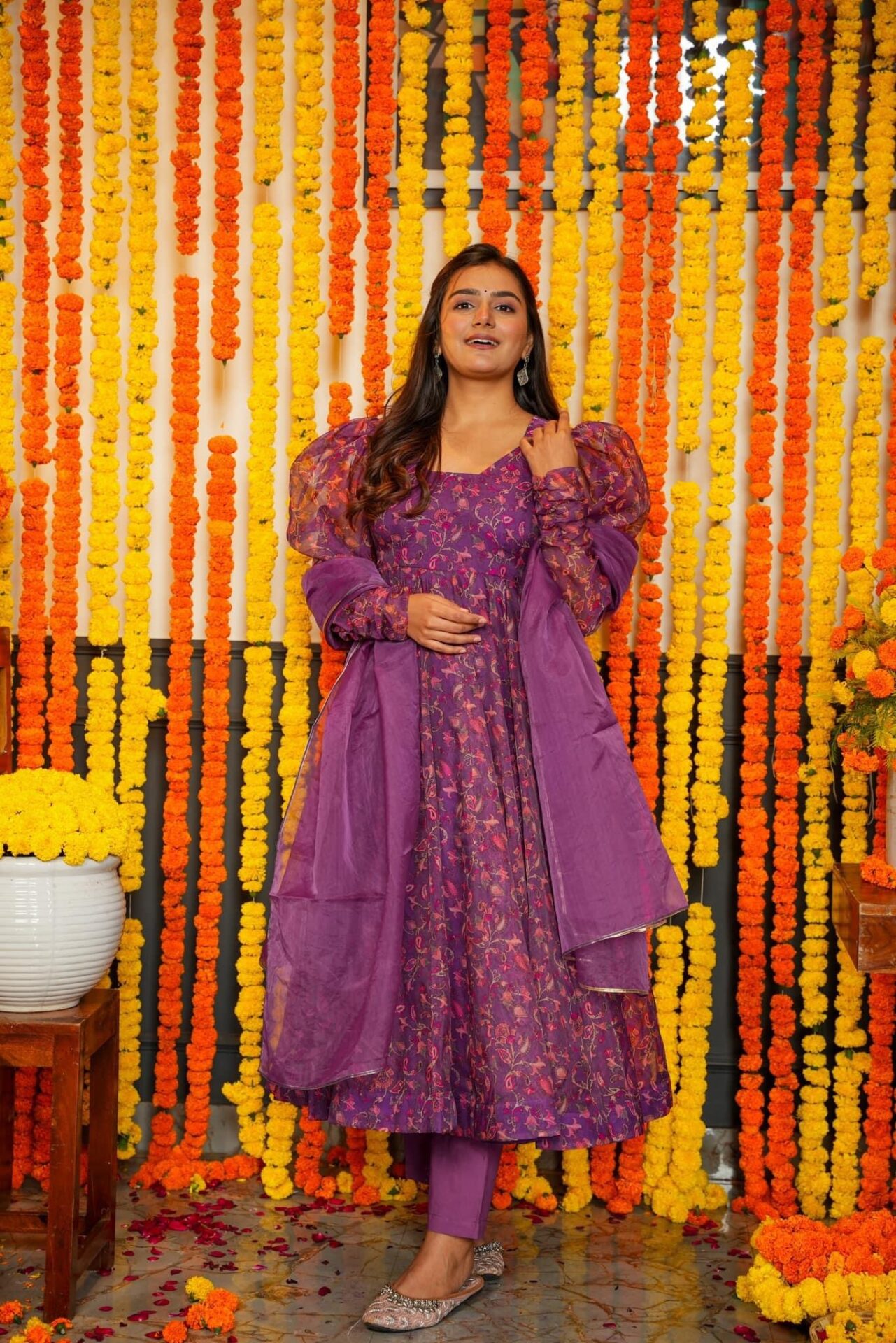 Idaho-o Vibrant Floral Organza Suit Set - view 2