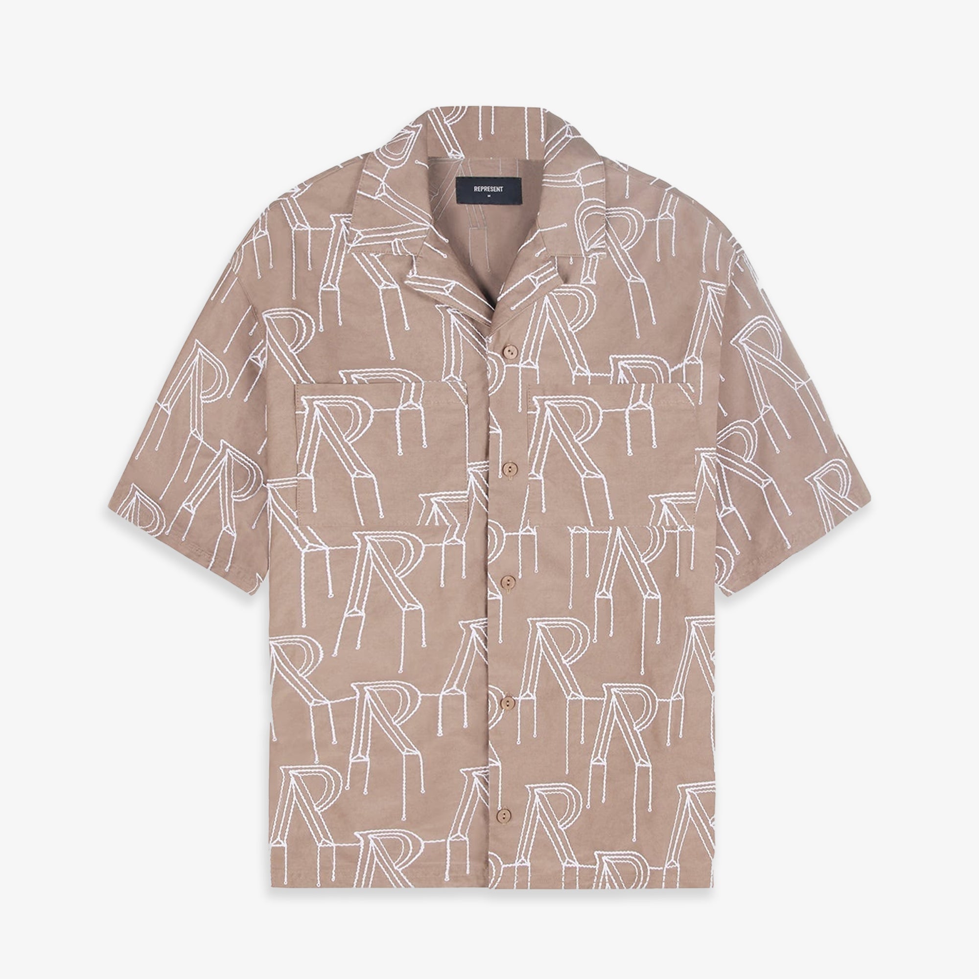 Represent | Embroidered Initial Overshirt { Washed Taupe - view 3