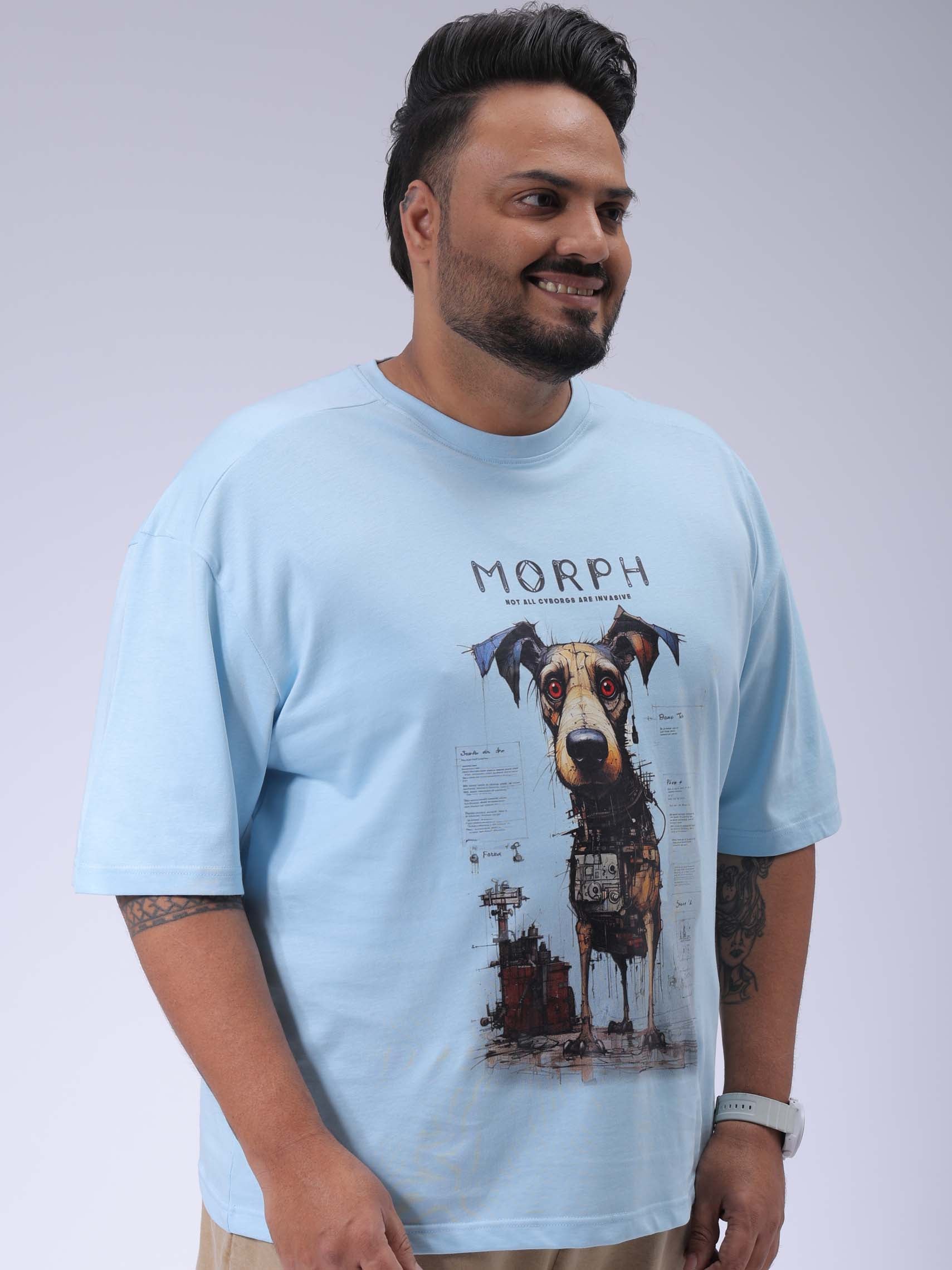 HARDSODA Men's Plus Size Blue Relaxed Fit Printed T-Shirt - view 5