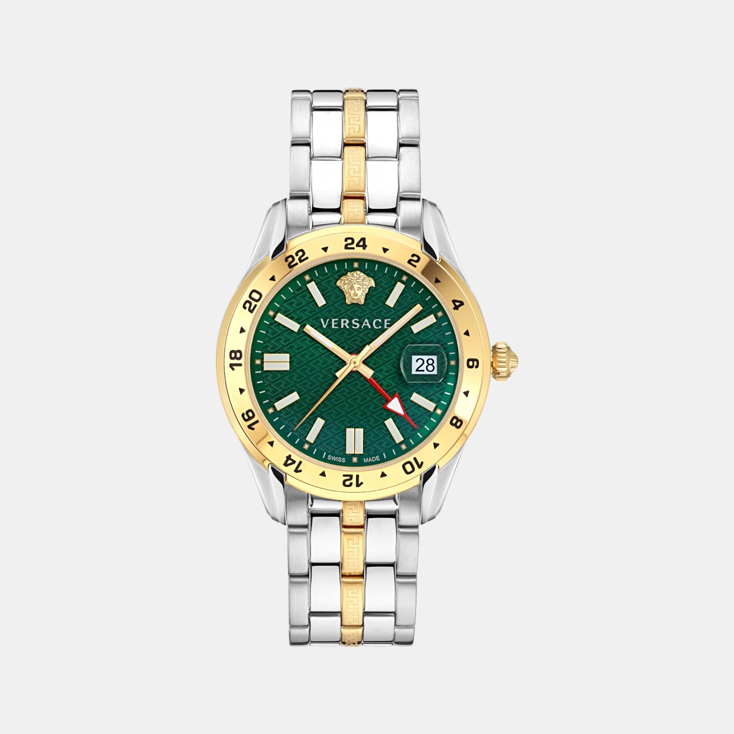 Versace Greca Time Men Quartz Green Dial Analog Stainless Steel Watch VE7C00623