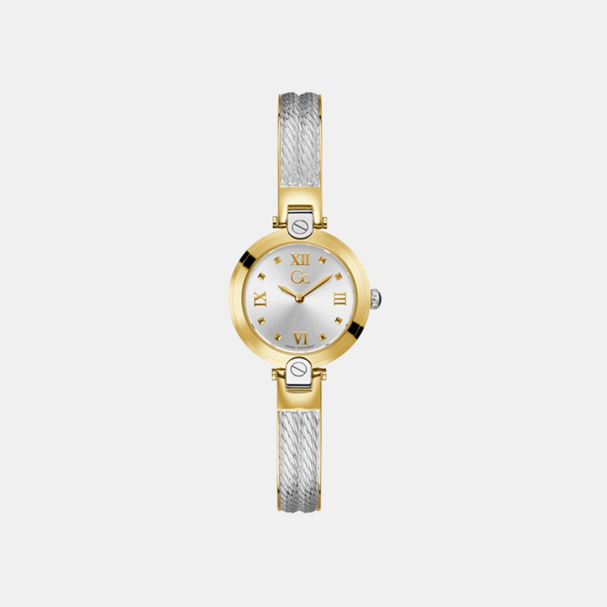 GC Fusion Bangle Cable Women Quartz Silver Dial Analog Stainless Steel Watch Z09002L1MF