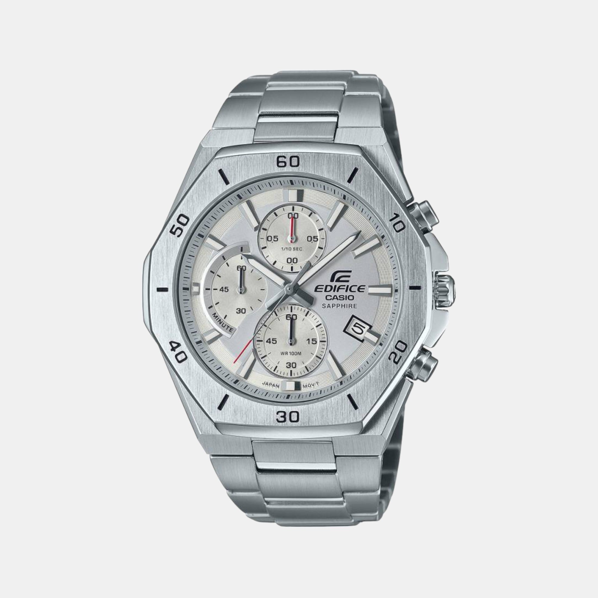 Casio Edifice Men Quartz Silver Dial Chronograph Stainless Steel Watch EX552