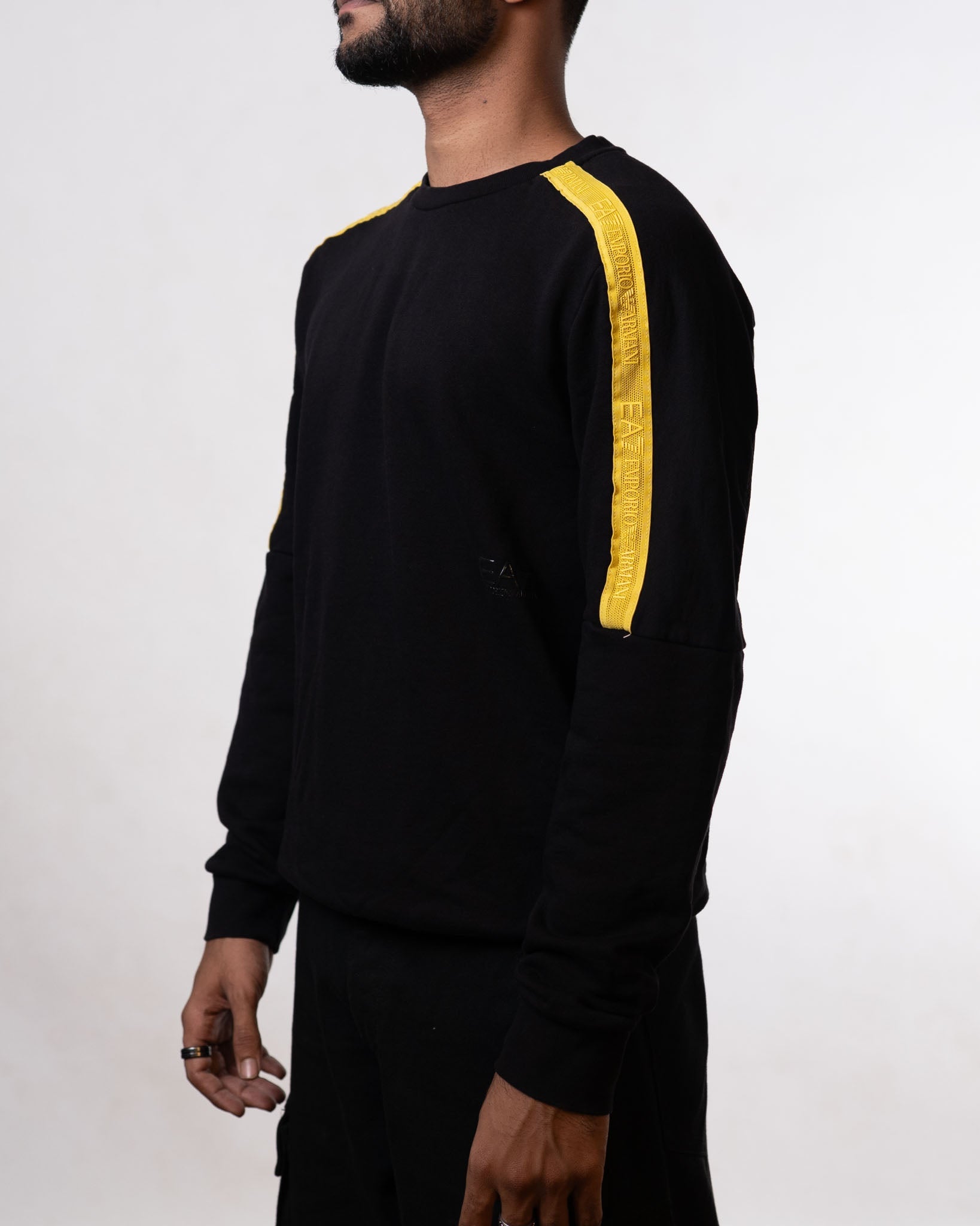 Emporio Armani Black Yellow stripe sweatshirt - view 2