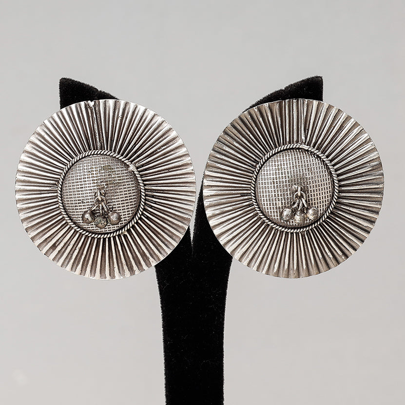 WHITE RIVER STORIES Antique Silver Finish Oxidised Brass Base Earrings - view 2