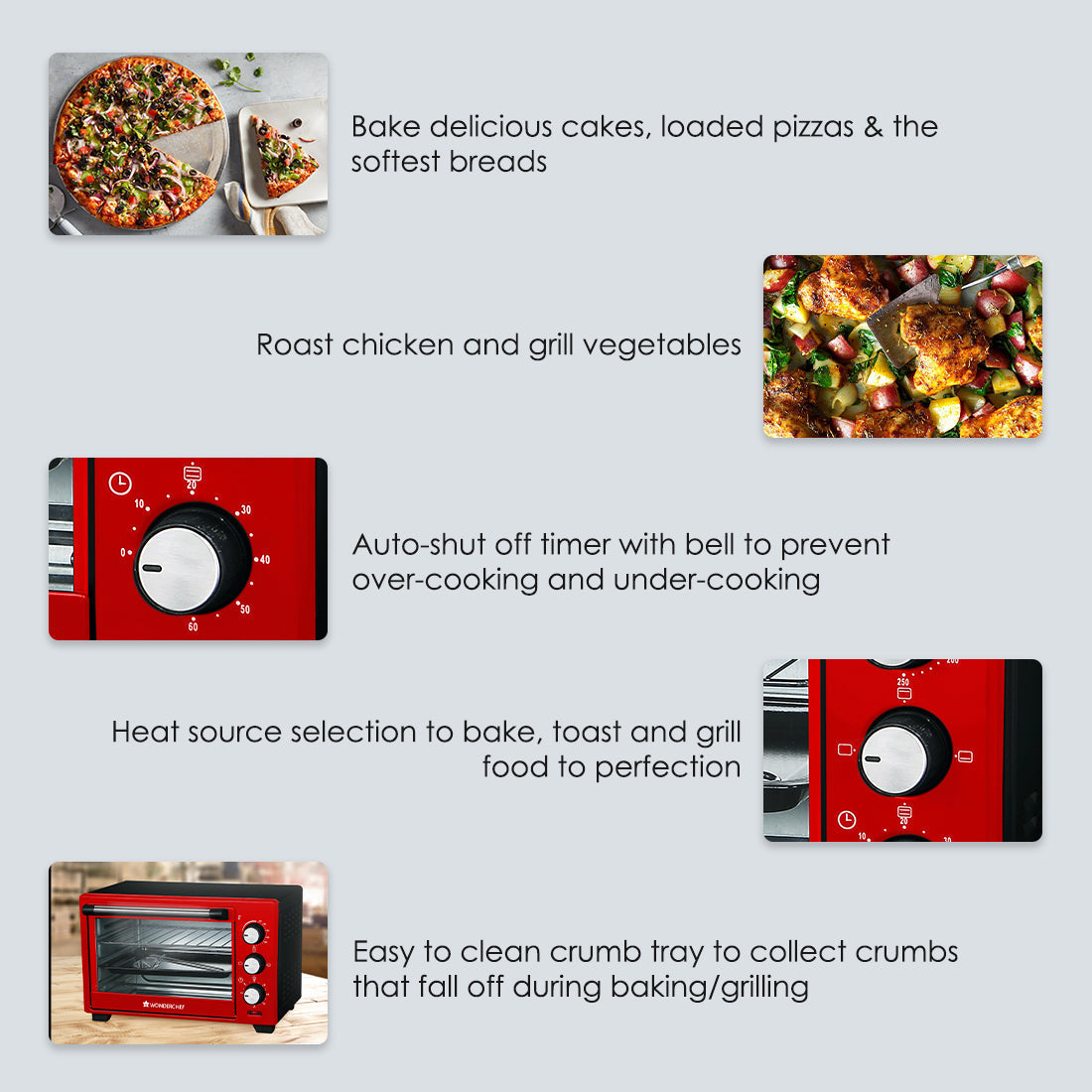 Wonderchef Renewed Oven Toaster Griller (OTG) Crimson Edge - 19 Litres Auto-shut Off - view 13