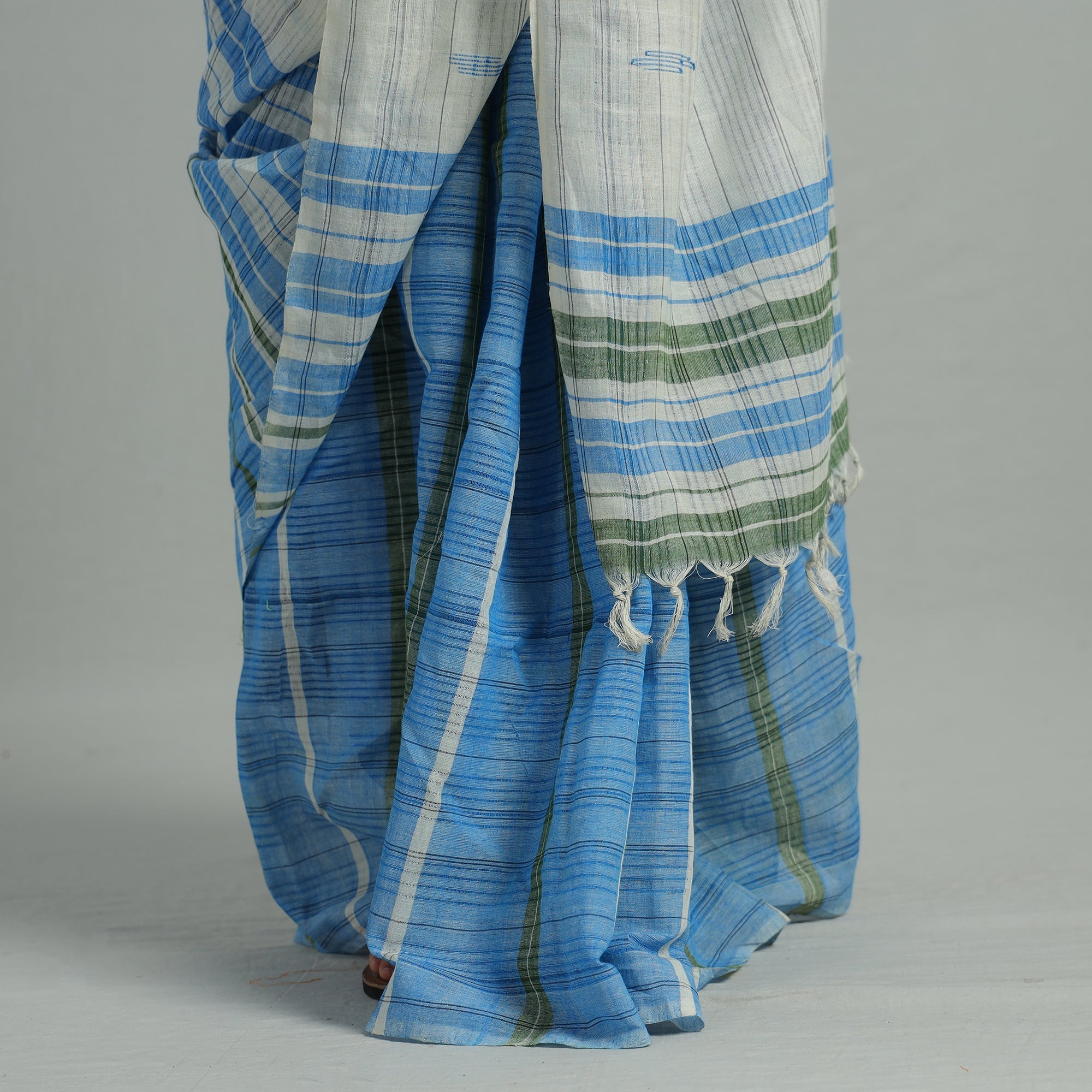 KHUSHBASH - HAPPY LOOM OF EAST Blue - Basirhat Gamcha Handloom Pure Cotton Saree 09 - view 5